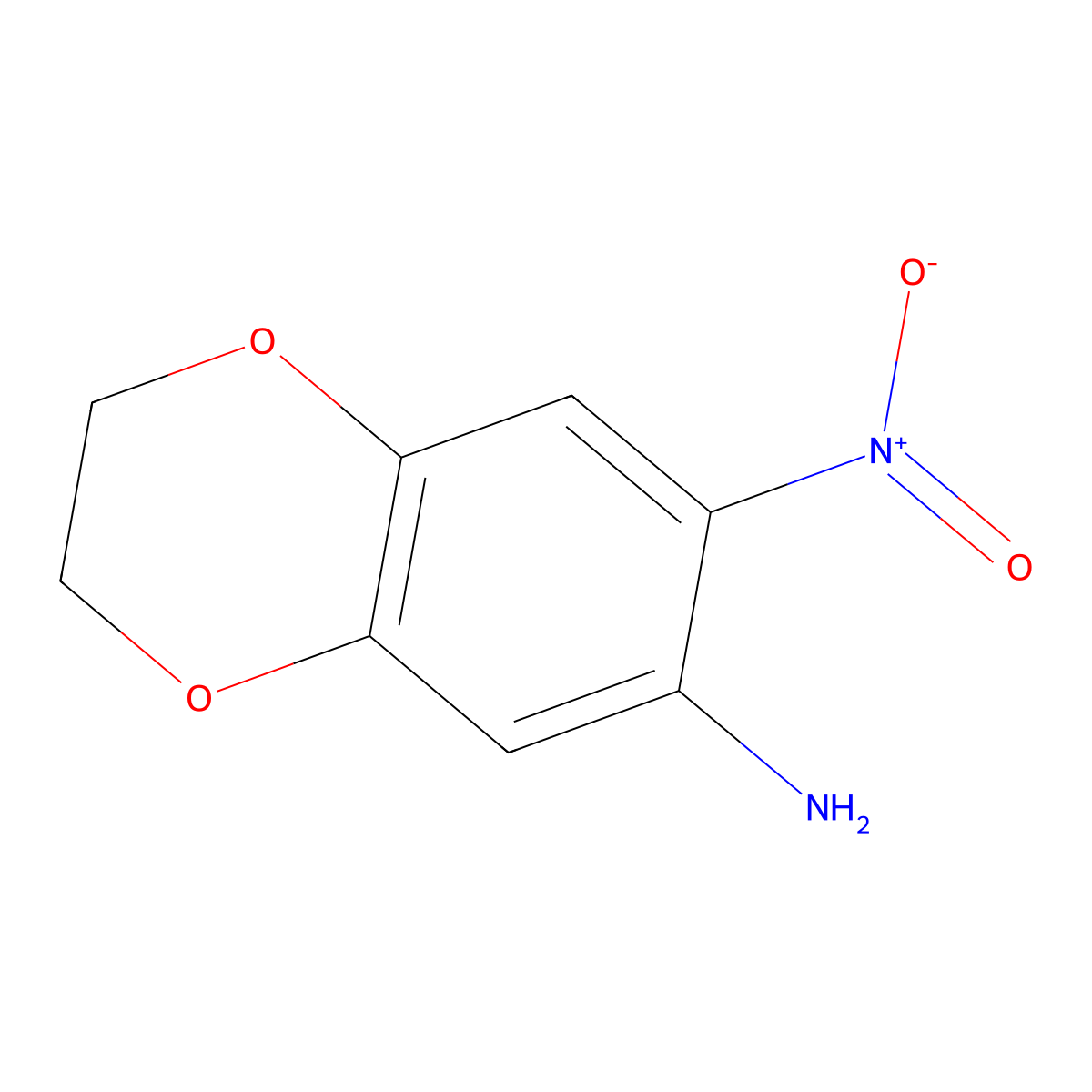 7-Nitro-2,3-dihydro-1,4-benzodioxin-6-amine molecular structure, CAS 62140-78-7