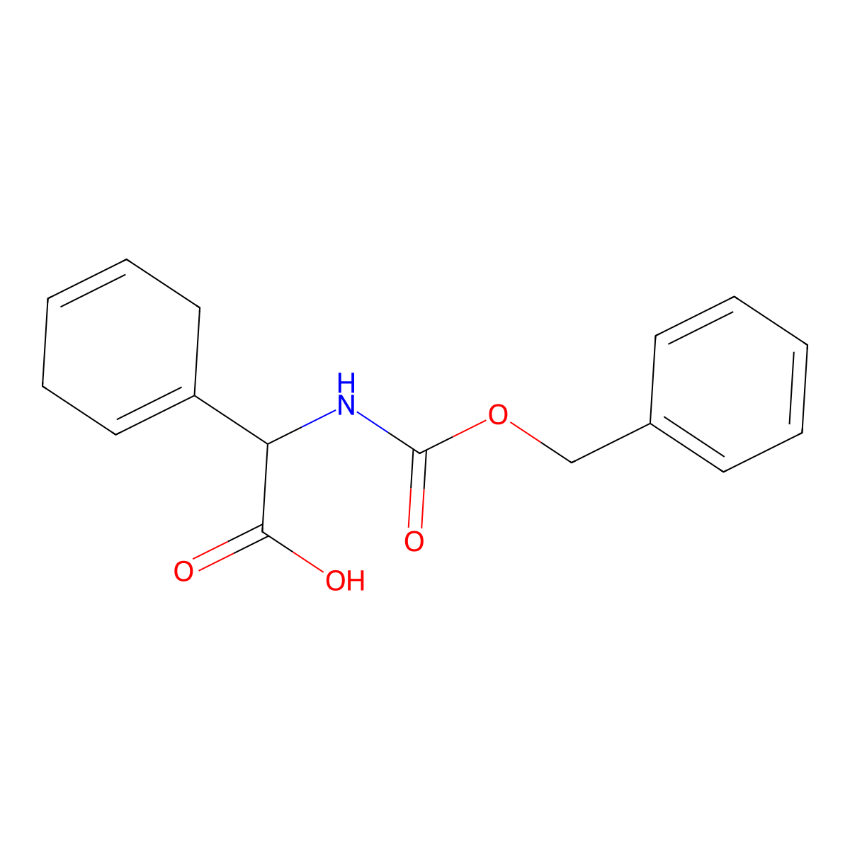 (2R)-2-{[(benzyloxy)carbonyl]amino}-2-(cyclohexa-1,4-dien-1-yl)acetic acid molecular structure, CAS 62144-52-9