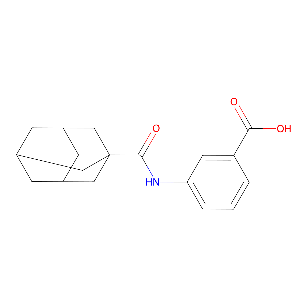 3-(Adamantane-1-carbonylamino)benzoic acid molecular structure, CAS 62144-91-6