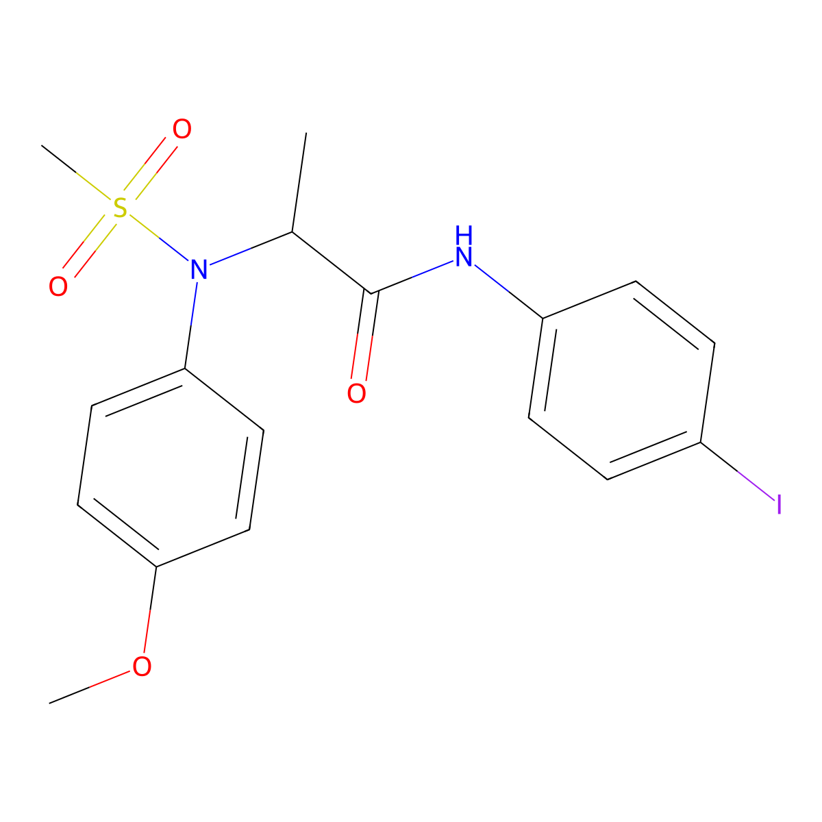 N-(4-iodophenyl)-2-[4-methoxy(methylsulfonyl)anilino]propanamide molecular structure, CAS 6215-00-5