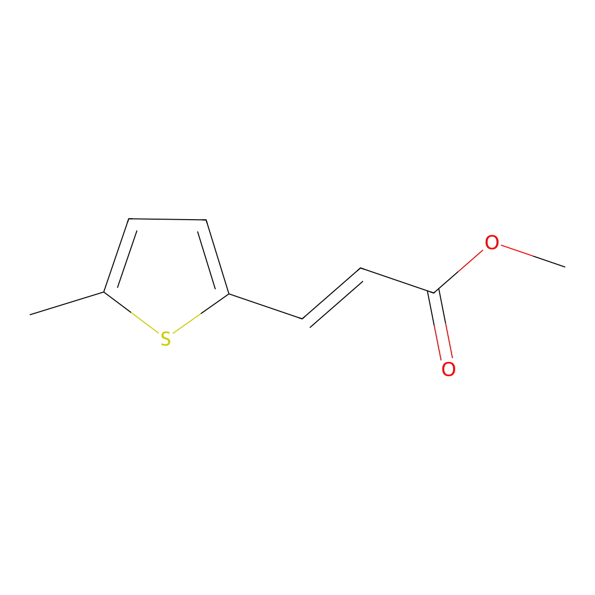 Methyl 3-(5-methylthiophen-2-yl)prop-2-enoate molecular structure, CAS 62157-64-6