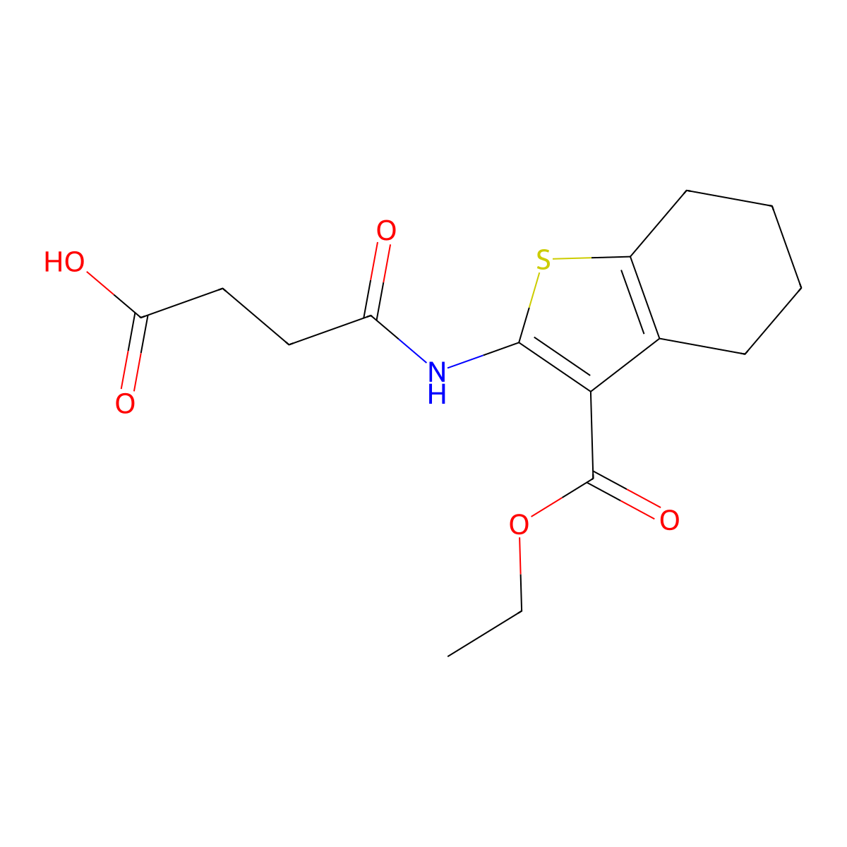 4-((3-(Ethoxycarbonyl)-4,5,6,7-tetrahydrobenzo[b]thiophen-2-yl)amino)-4-oxobutanoic acid molecular structure, CAS 62159-41-5