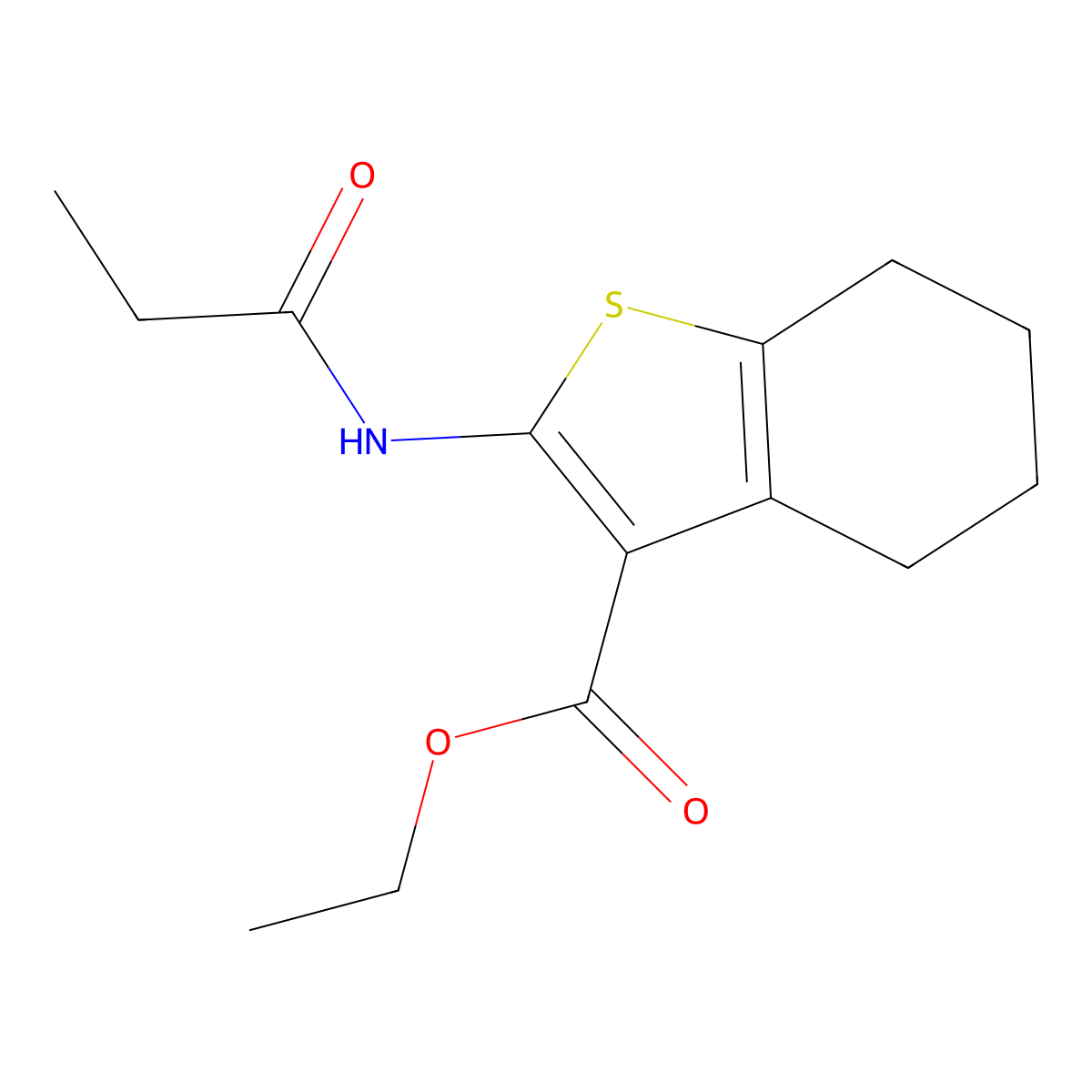 Ethyl 2-propionamido-4,5,6,7-tetrahydrobenzo[b]thiophene-3-carboxylate molecular structure, CAS 62159-42-6