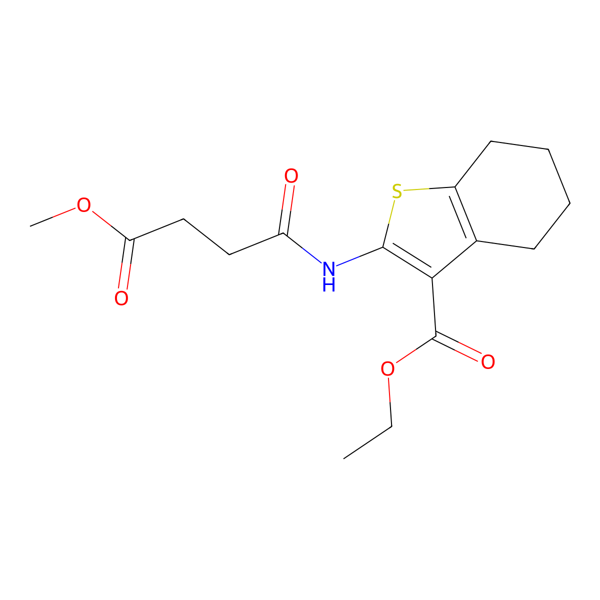 Ethyl 2-[(4-methoxy-4-oxobutanoyl)amino]-4,5,6,7-tetrahydro-1-benzothiophene-3-carboxylate molecular structure, CAS 62159-45-9