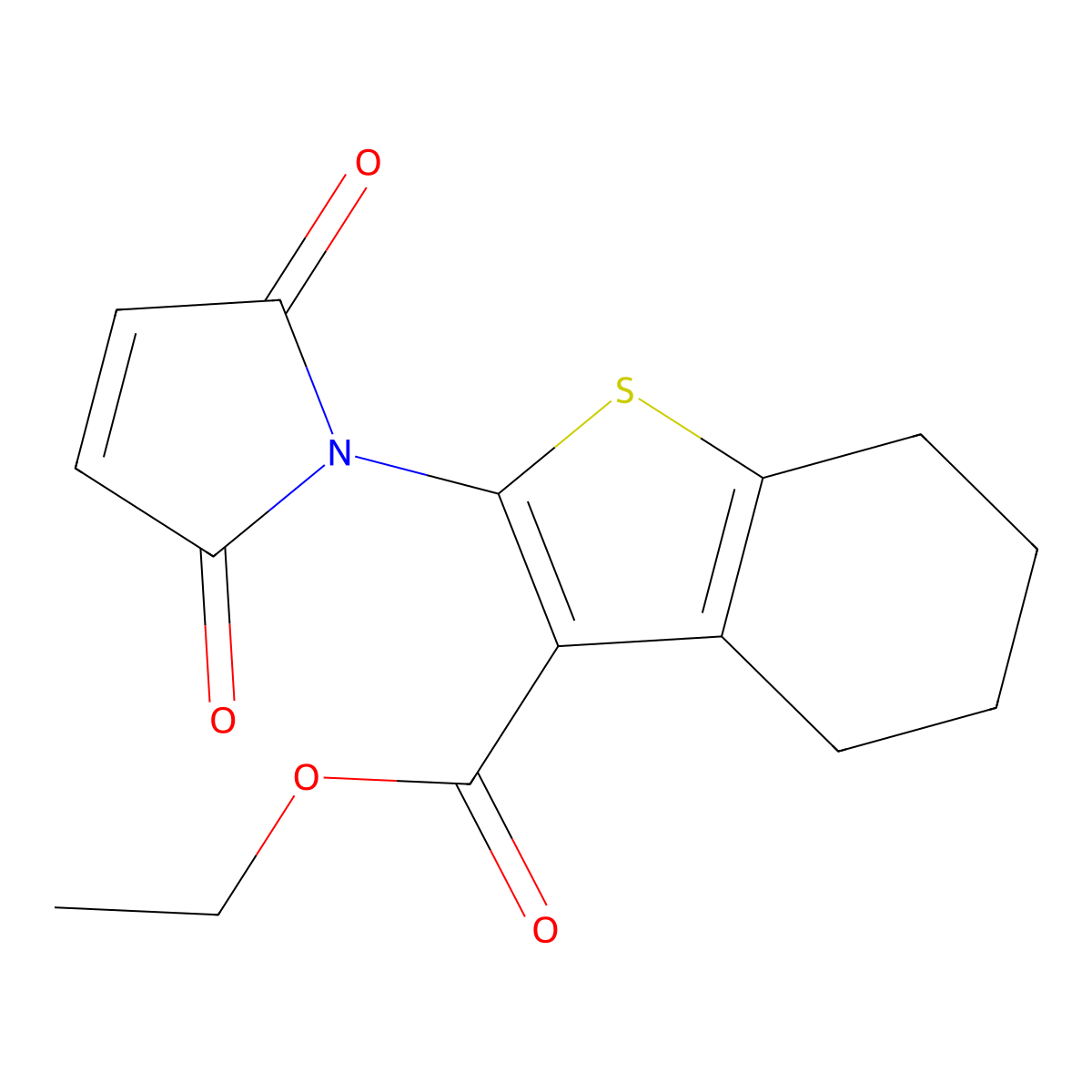 Ethyl 2-(2,5-dioxo-2,5-dihydro-1H-pyrrol-1-yl)-4,5,6,7-tetrahydro-1-benzothiophene-3-carboxylate molecular structure, CAS 62159-47-1