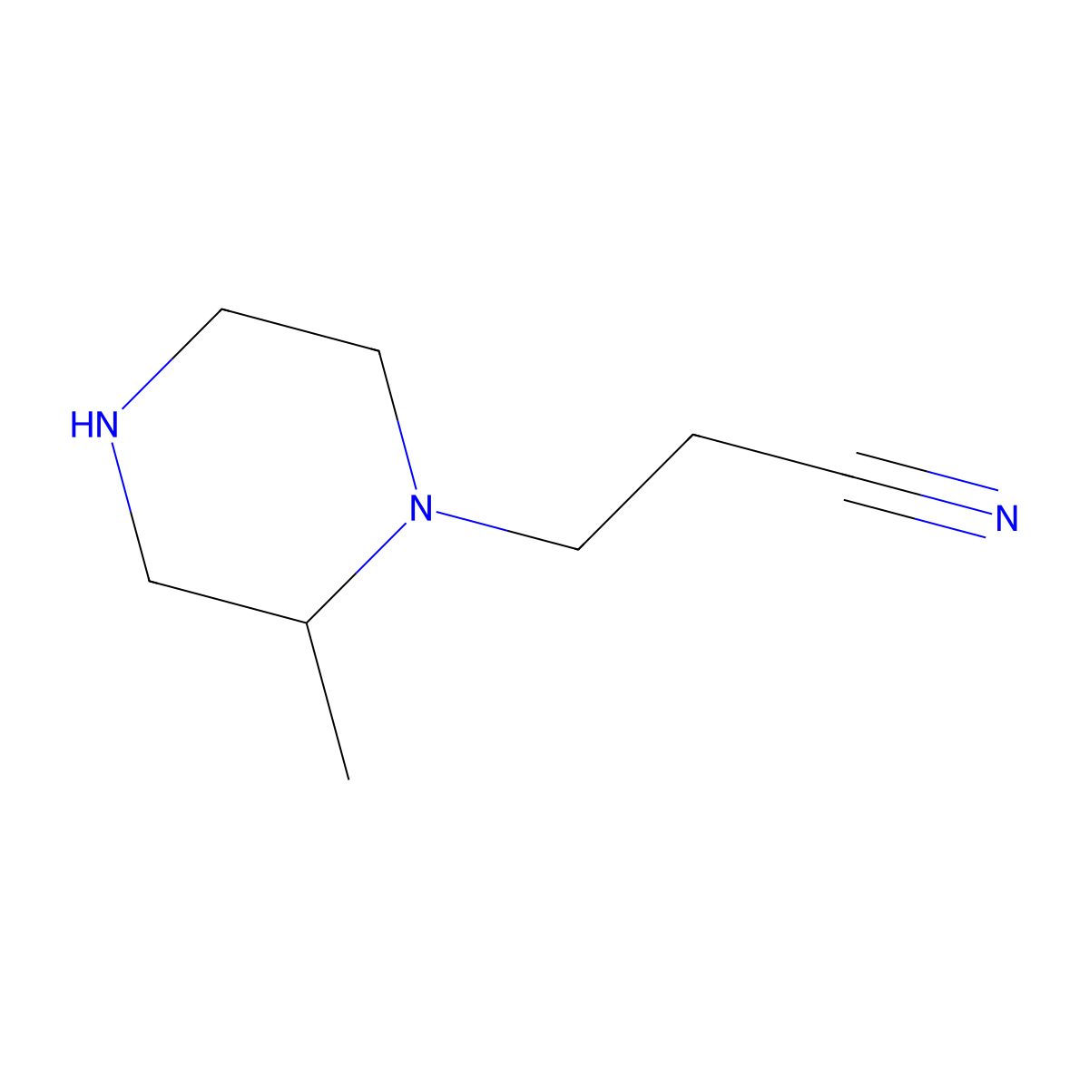 3-(2-Methylpiperazin-1-yl)propanenitrile molecular structure, CAS 6216-09-7