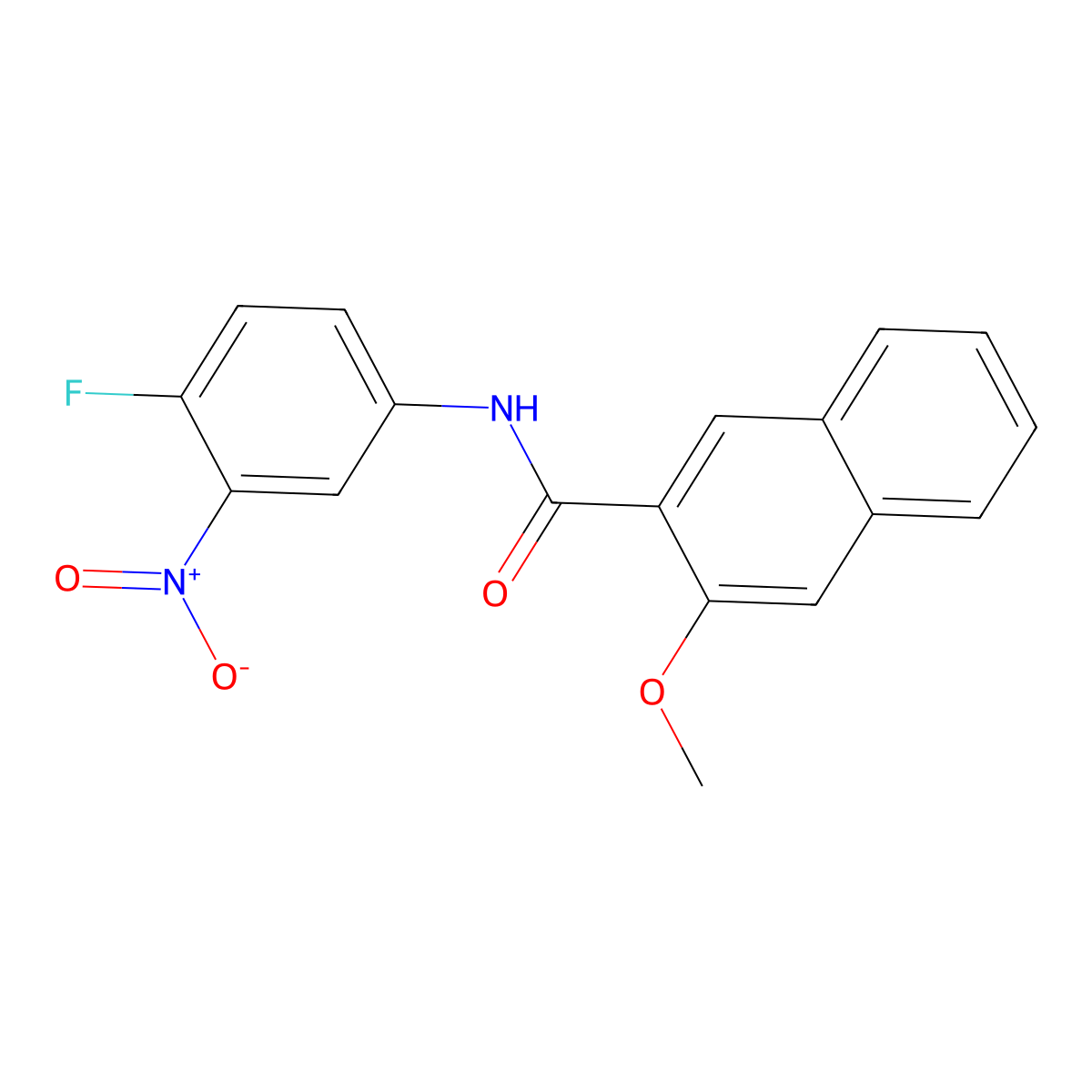 N-(4-fluoro-3-nitrophenyl)-3-methoxynaphthalene-2-carboxamide molecular structure, CAS 6216-26-8