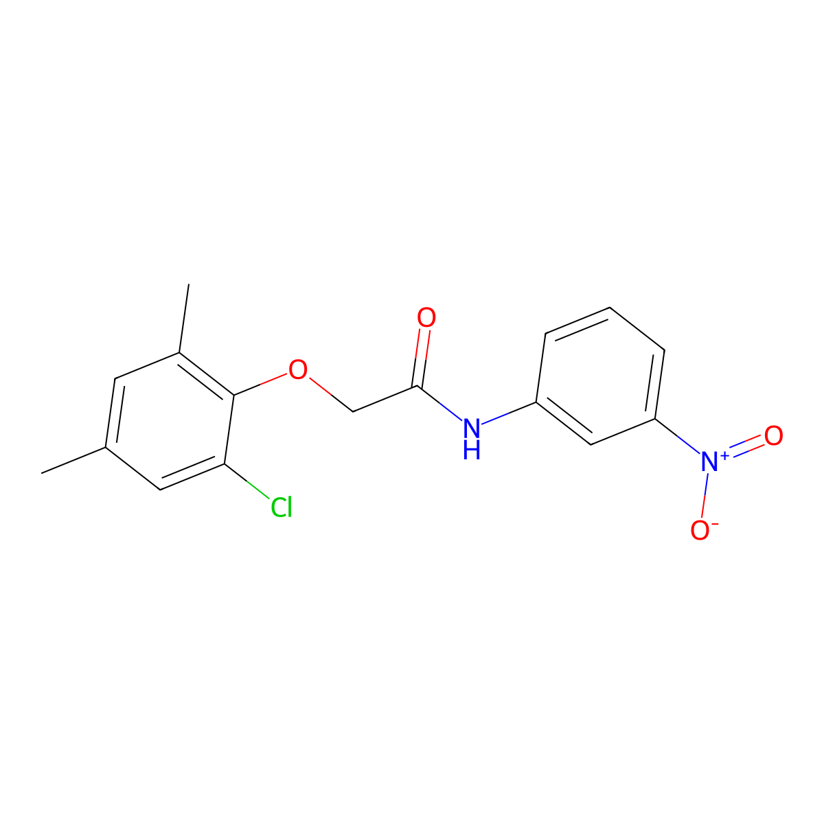 2-(2-chloro-4,6-dimethylphenoxy)-N-(3-nitrophenyl)acetamide molecular structure, CAS 6216-68-8