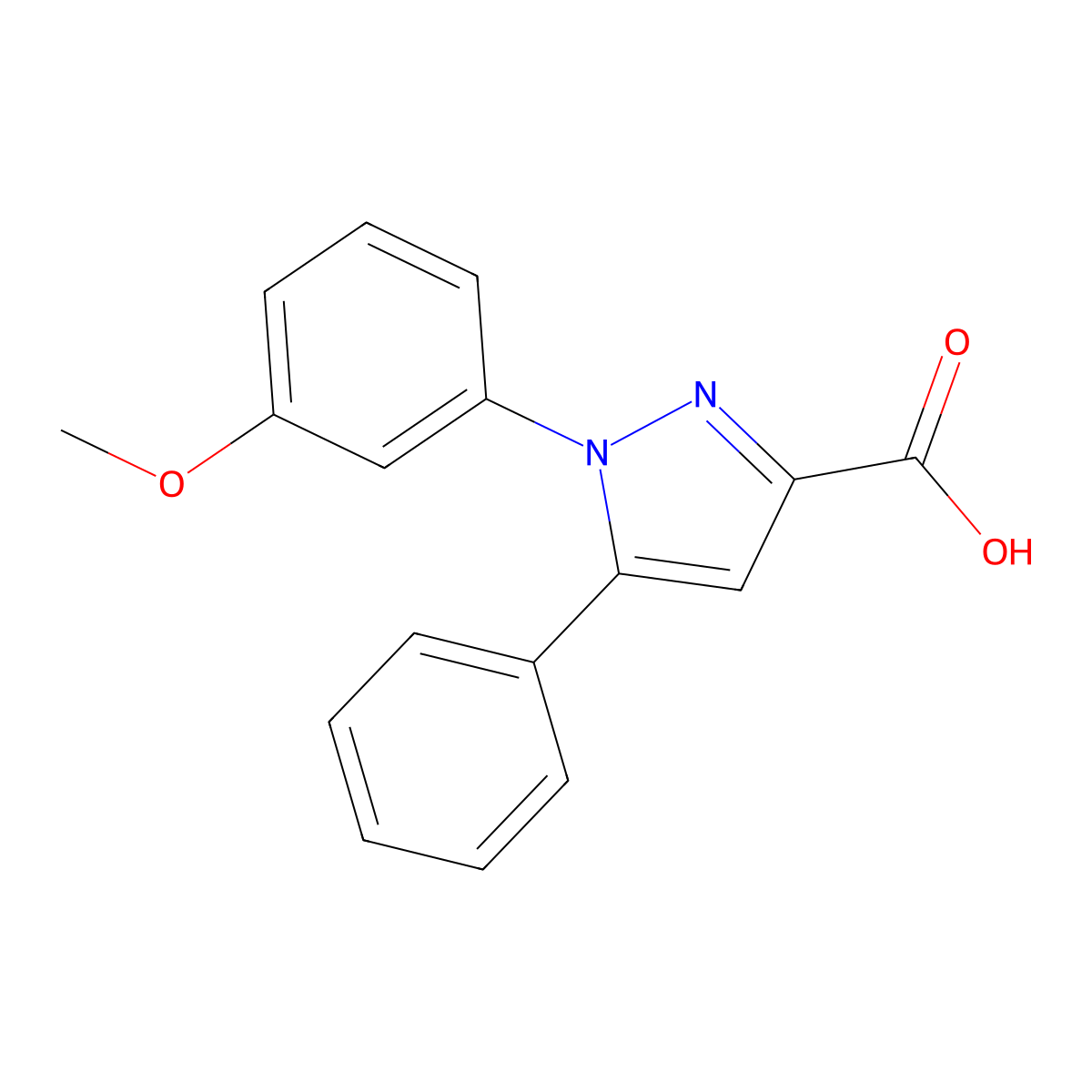 1-(3-Methoxyphenyl)-5-phenyl-1H-pyrazole-3-carboxylic acid molecular structure, CAS 62160-81-0