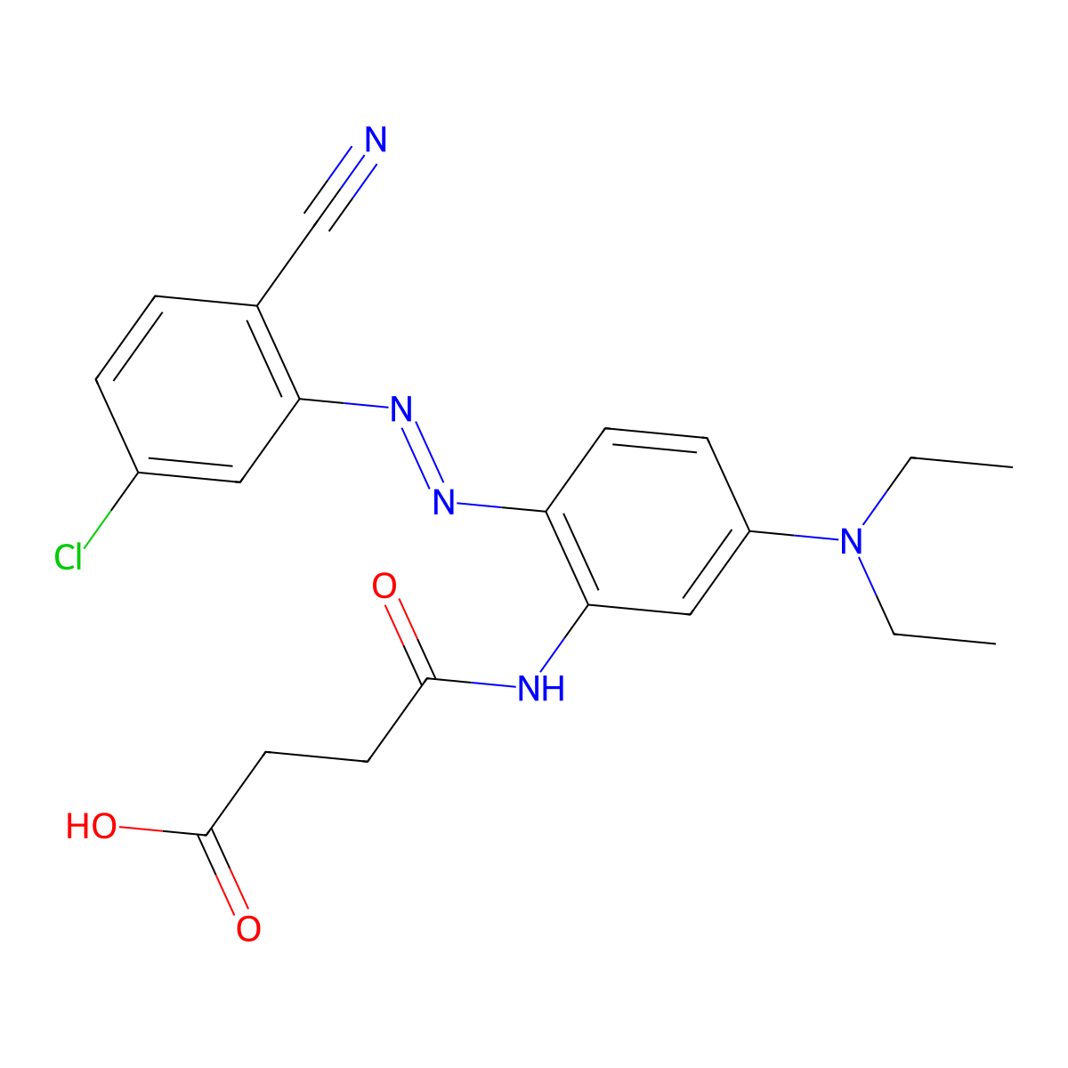 Butanoic acid, 4-((2-(2-(5-chloro-2-cyanophenyl)diazenyl)-5-(diethylamino)phenyl)amino)-4-oxo- molecular structure, CAS 62163-33-1