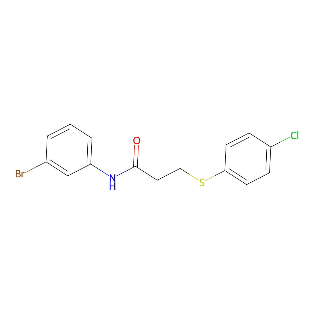 N-(3-bromophenyl)-3-[(4-chlorophenyl)sulfanyl]propanamide molecular structure, CAS 6217-69-2