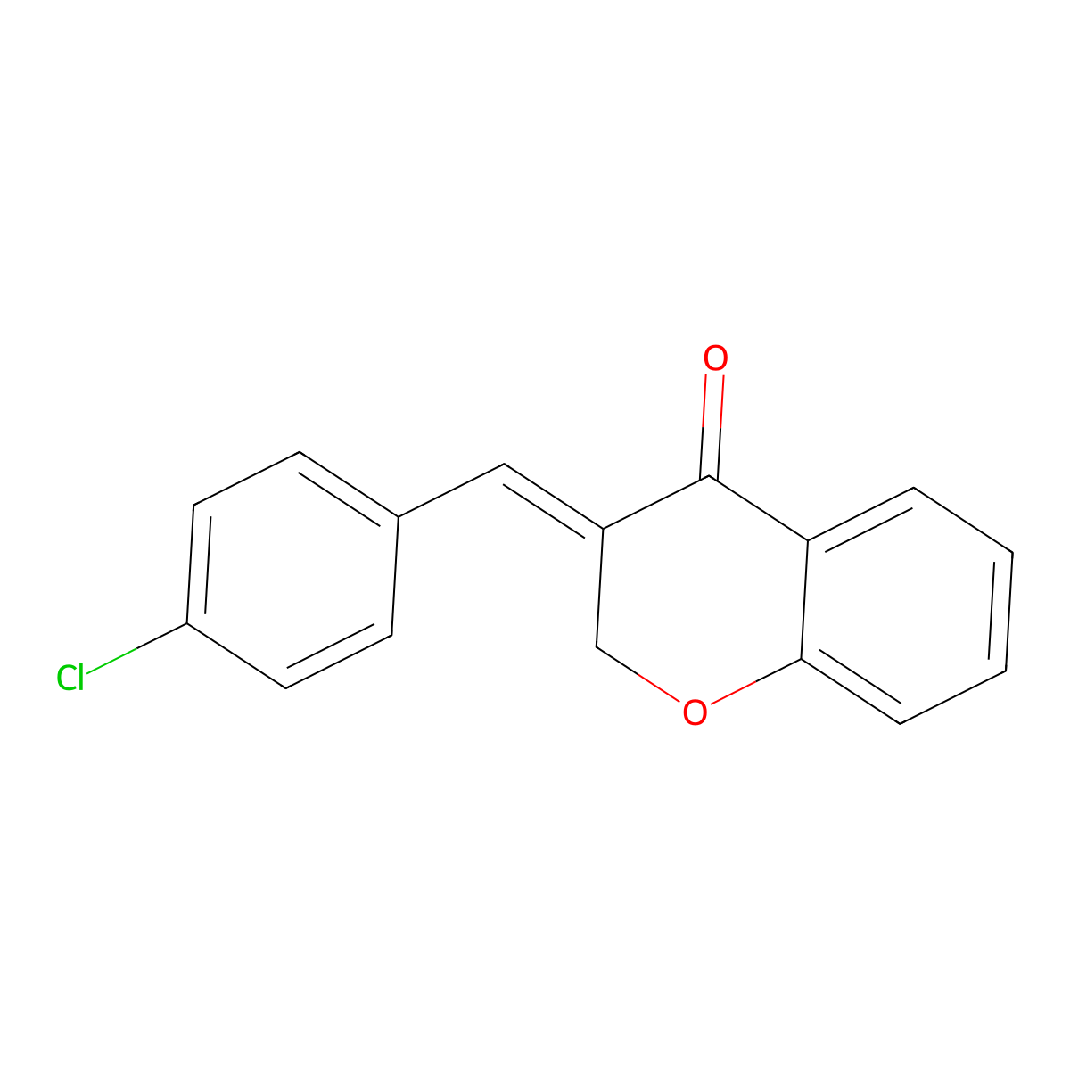(3E)-3-((4-Chlorophenyl)methylene)-2,3-dihydro-4H-1-benzopyran-4-one molecular structure, CAS 62174-08-7