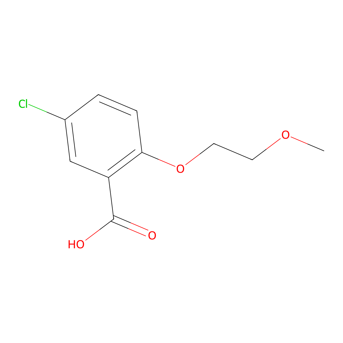 5-chloro-2-(2-methoxyethoxy)benzoic Acid molecular structure, CAS 62176-27-6