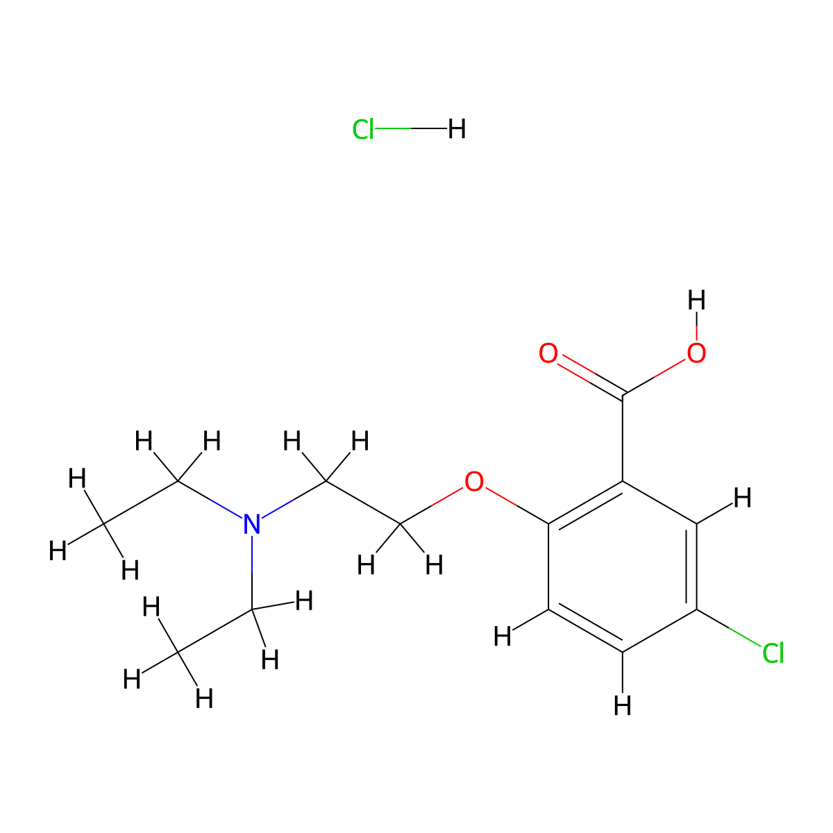 5-Chloro-2-(2-(diethylamino)ethoxy)benzoic acid hydrochloride molecular structure, CAS 62176-29-8