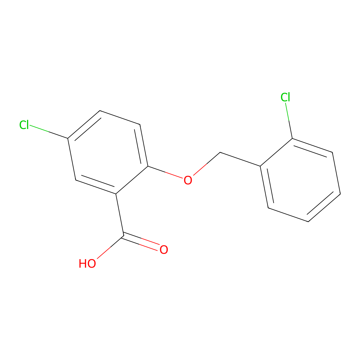 5-Chloro-2-((2-chlorobenzyl)oxy)benzoic acid molecular structure, CAS 62176-32-3