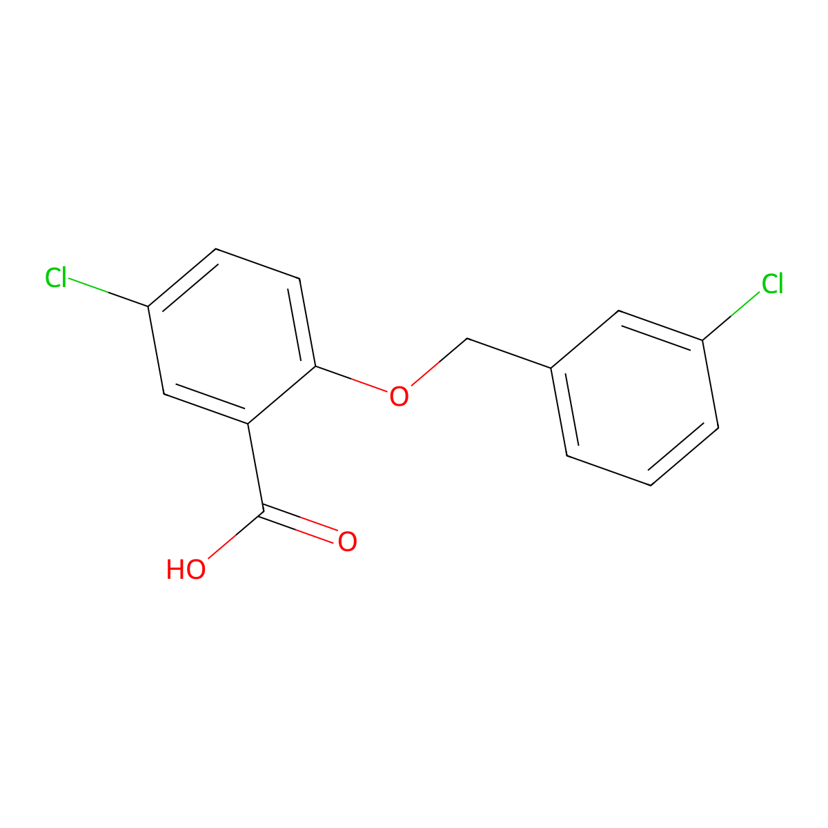 5-Chloro-2-[(3-chlorobenzyl)oxy]benzoic acid molecular structure, CAS 62176-34-5