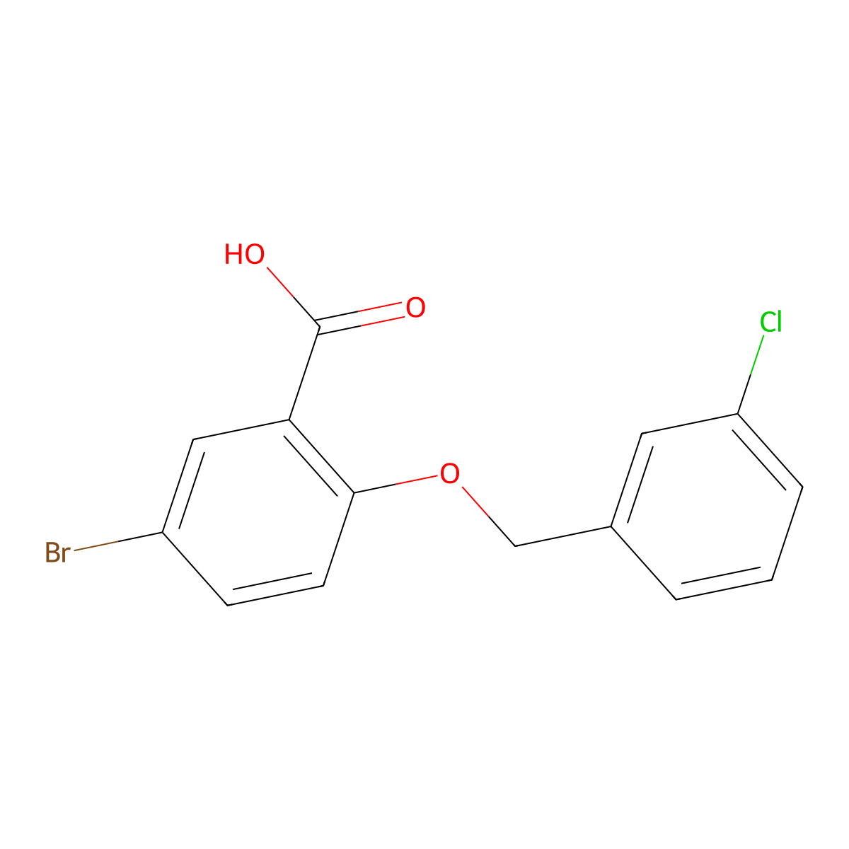 5-Bromo-2-[(3-chlorobenzyl)oxy]benzoic acid molecular structure, CAS 62176-35-6
