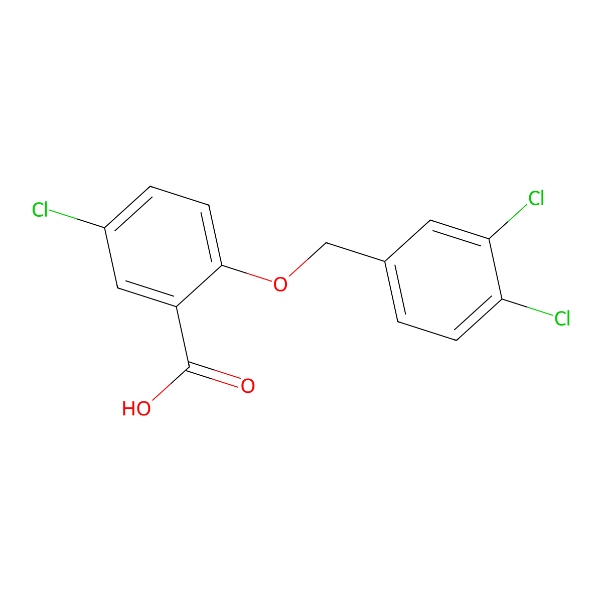 5-Chloro-2-[(3,4-dichlorobenzyl)oxy]benzoic acid molecular structure, CAS 62176-37-8