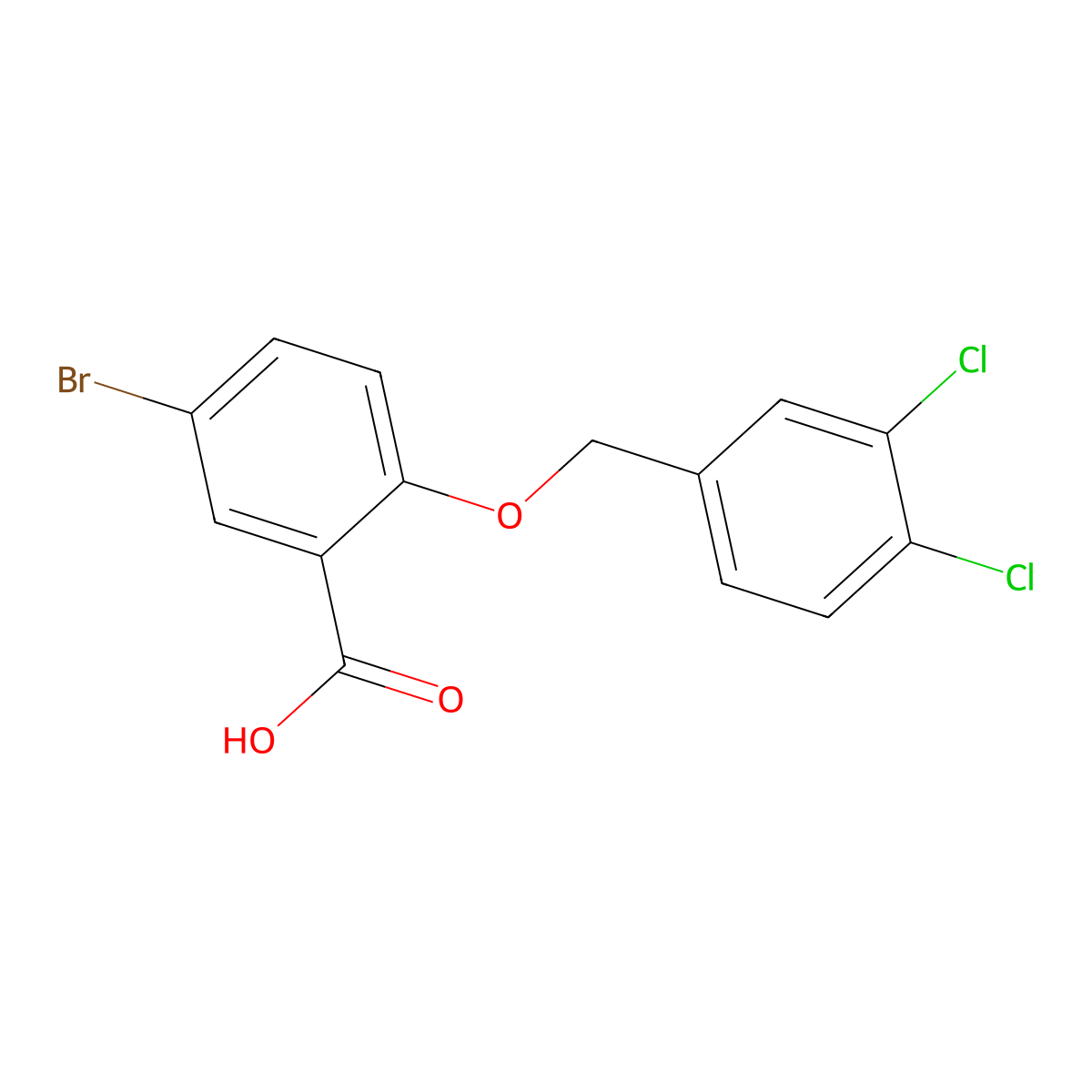 5-Bromo-2-[(3,4-dichlorobenzyl)oxy]benzoic acid molecular structure, CAS 62176-38-9