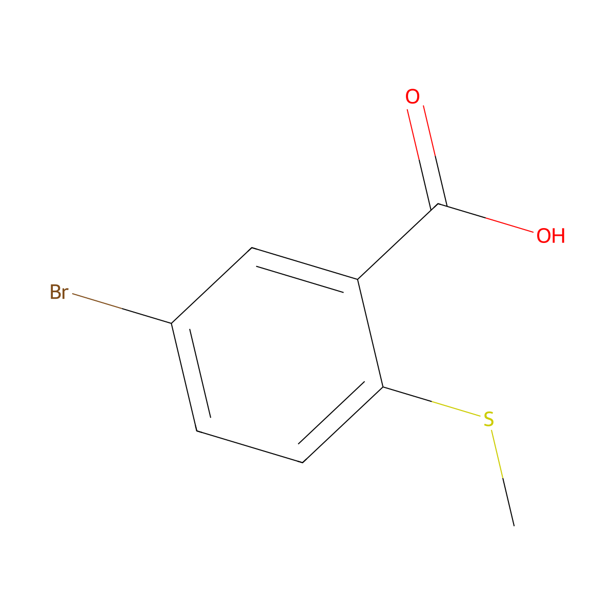 5-Bromo-2-(methylsulfanyl)benzoic acid molecular structure, CAS 62176-40-3