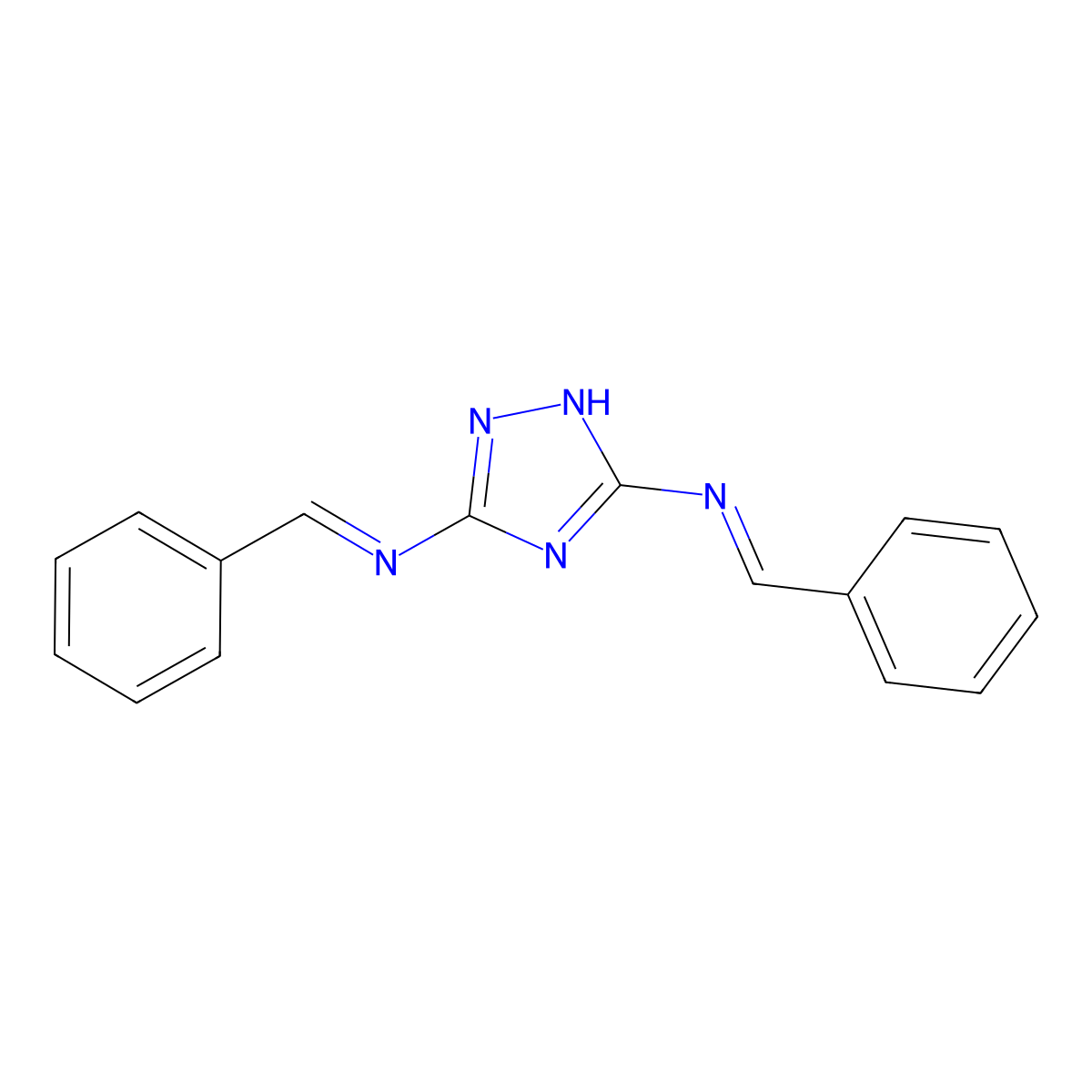 1H-1,2,4-Triazole-3,5-diamine, N,N'-bis(phenylmethylene)- molecular structure, CAS 62176-89-0