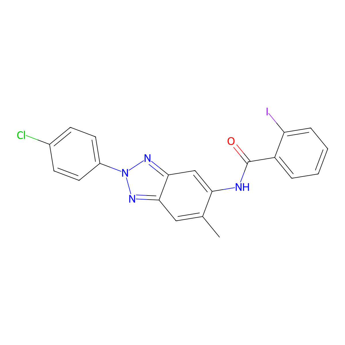 N-[2-(4-chlorophenyl)-6-methyl-benzotriazol-5-yl]-2-iodo-benzamide molecular structure, CAS 6218-26-4