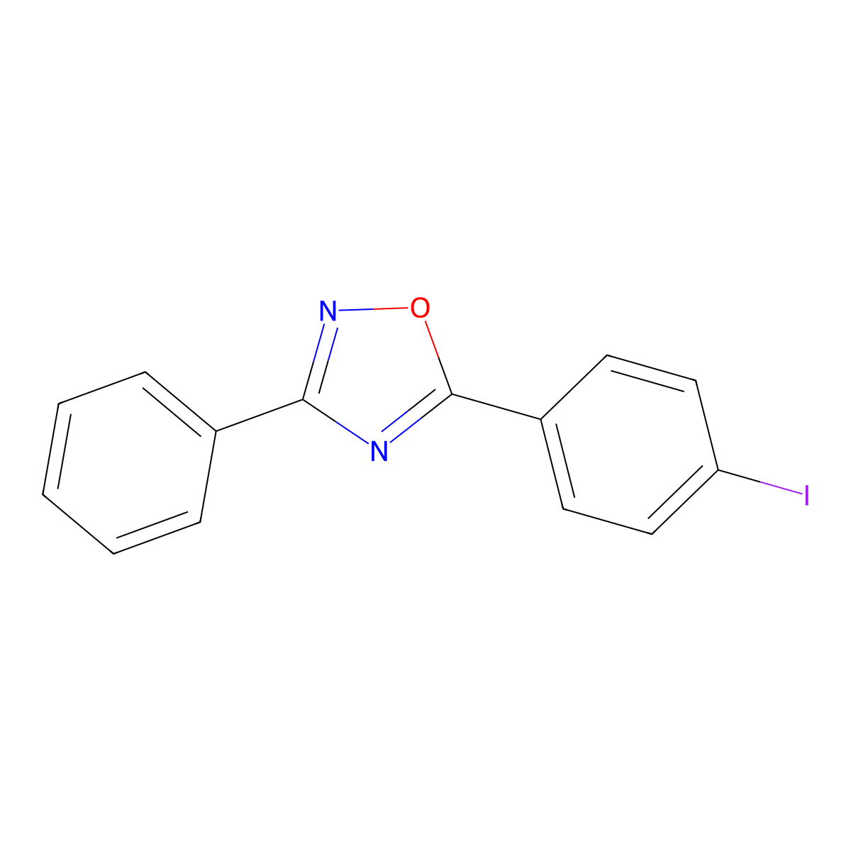 5-(4-Iodophenyl)-3-phenyl-1,2,4-oxadiazole molecular structure, CAS 6218-97-9