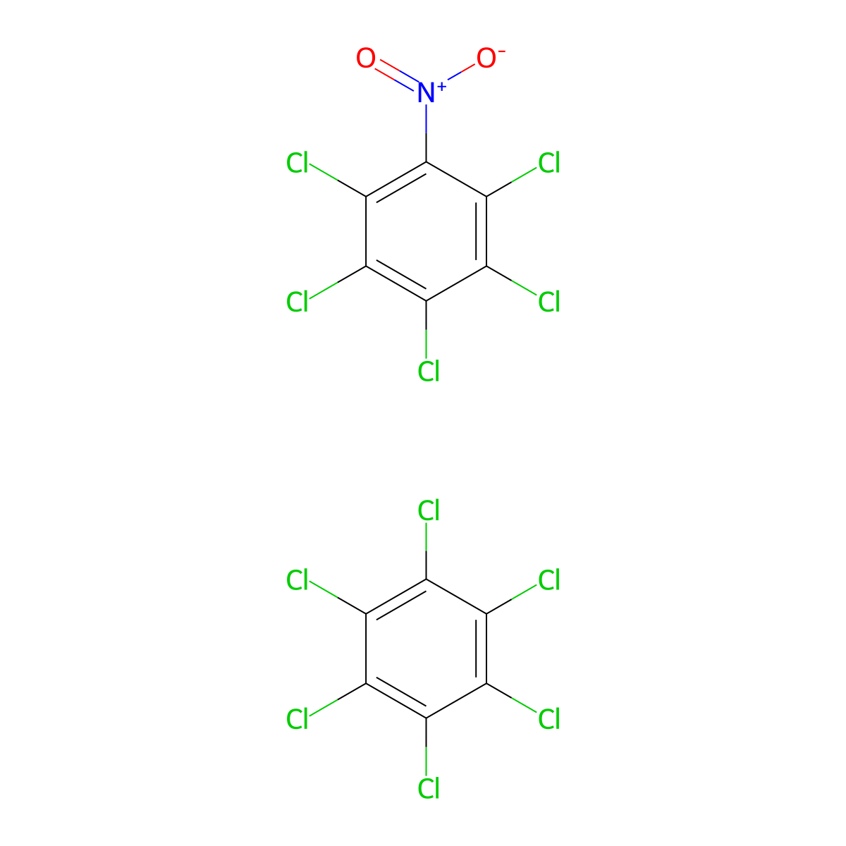 1,2,3,4,5,6-Hexachlorobenzene;1,2,3,4,5-pentachloro-6-nitrobenzene molecular structure, CAS 62180-90-9