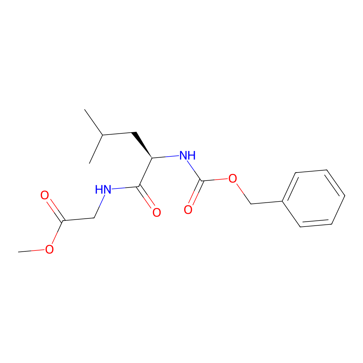 Methyl ((benzyloxy)carbonyl)-D-leucylglycinate molecular structure, CAS 62188-57-2