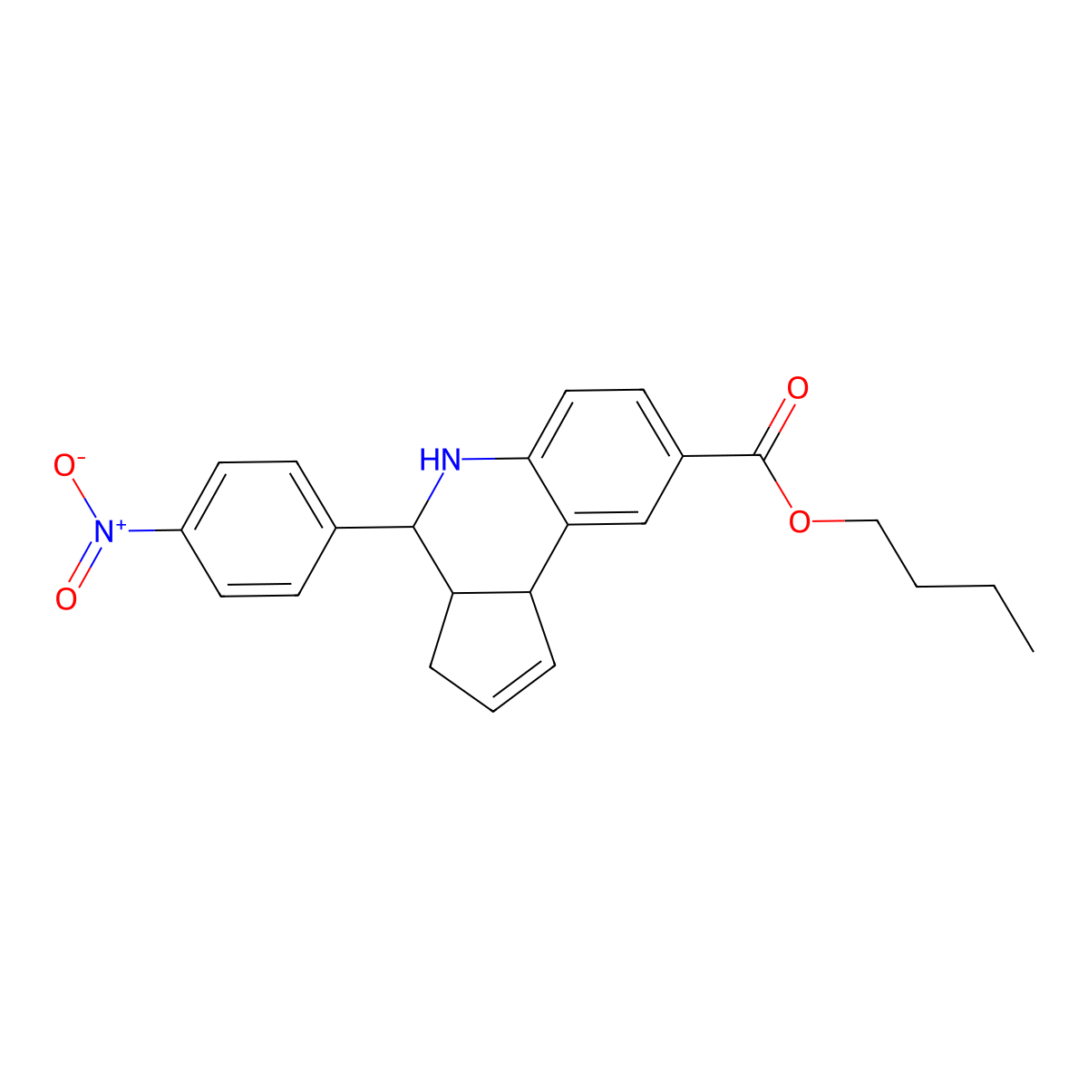 butyl 4-(4-nitrophenyl)-3a,4,5,9b-tetrahydro-3H-cyclopenta[c]quinoline-8-carboxylate molecular structure, CAS 6219-06-3
