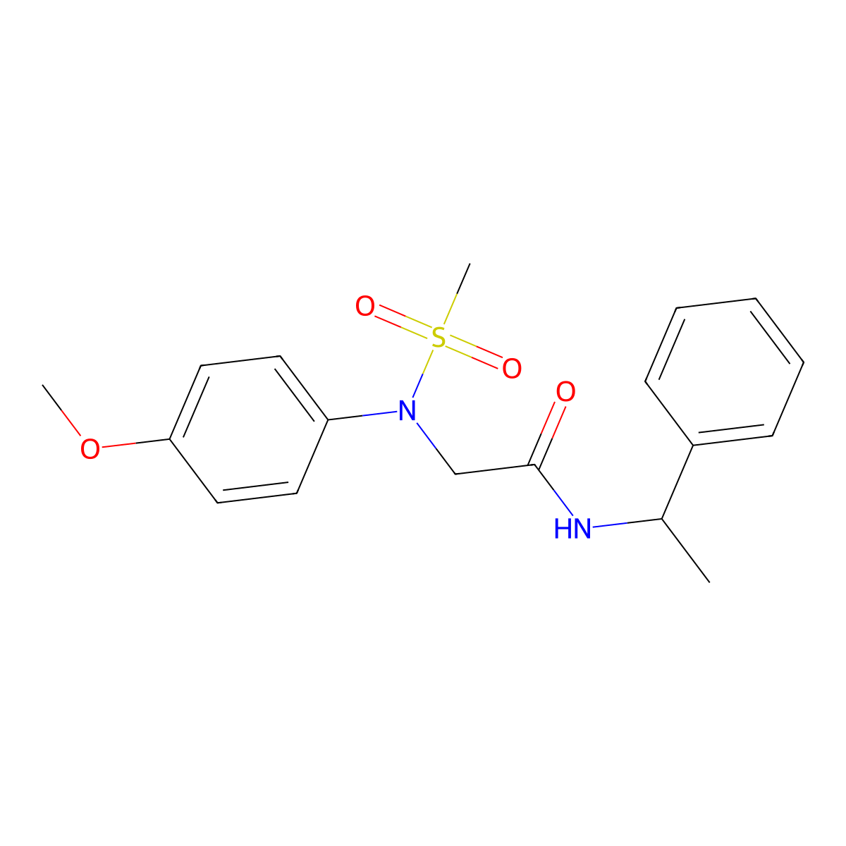 2-(4-methoxy-N-methylsulfonylanilino)-N-(1-phenylethyl)acetamide molecular structure, CAS 6219-75-6
