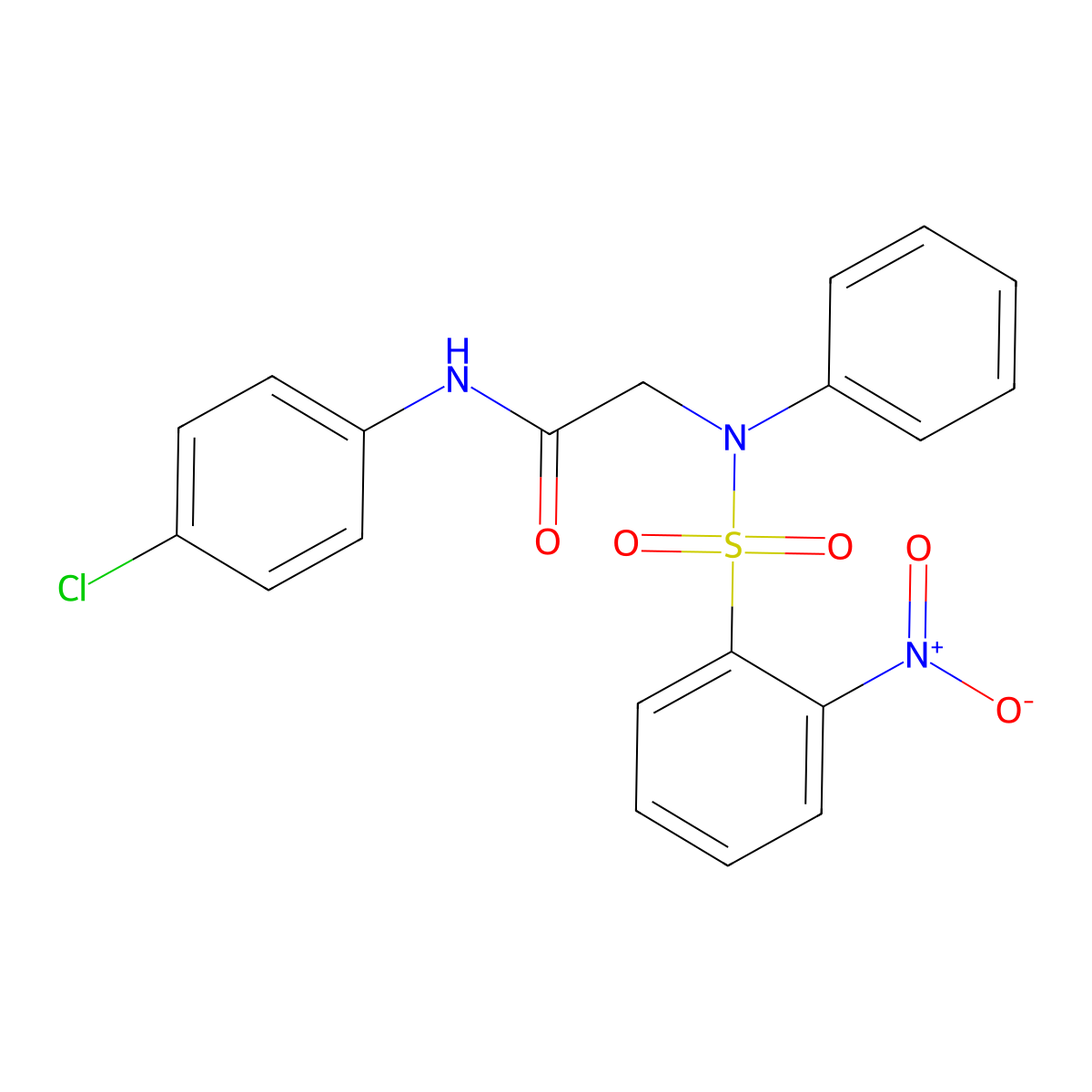 N-(4-chlorophenyl)-2-(N-(2-nitrophenyl)sulfonylanilino)acetamide molecular structure, CAS 6219-94-9