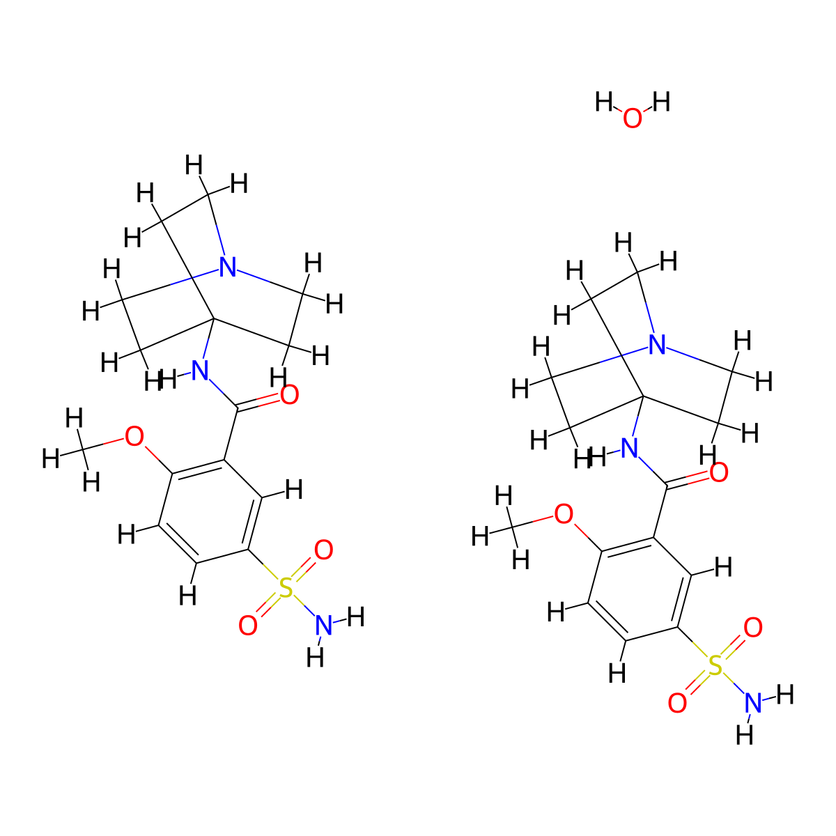 Benzamide, 2-methoxy-N-(4-quinuclidinyl)-5-sulfamoyl-, hemihydrate molecular structure, CAS 62190-15-2