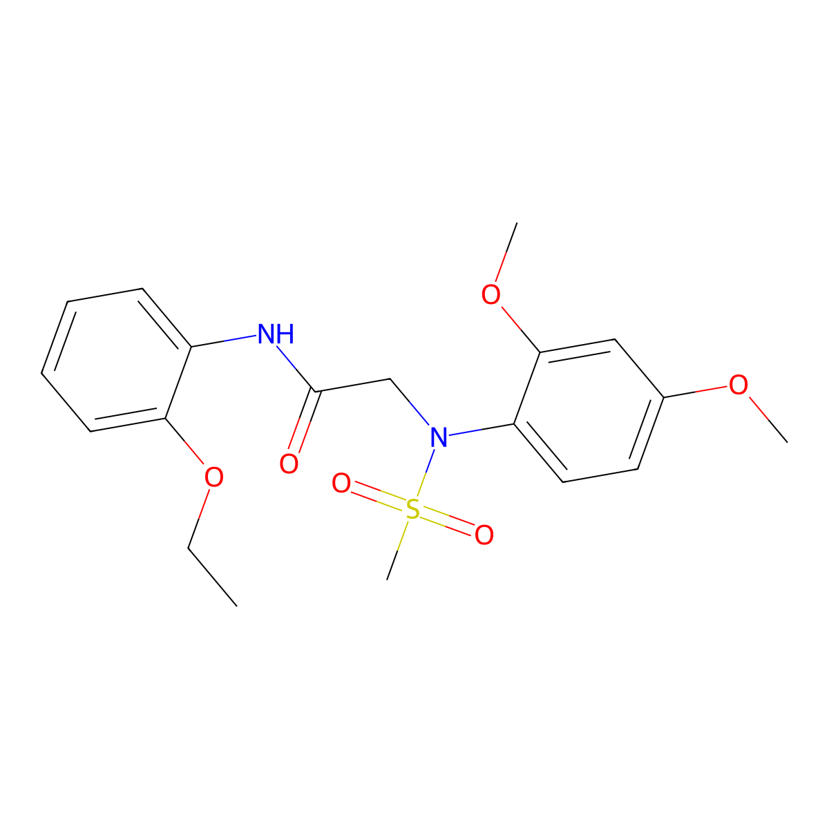 2-(2,4-dimethoxy-N-methylsulfonylanilino)-N-(2-ethoxyphenyl)acetamide molecular structure, CAS 6220-57-1