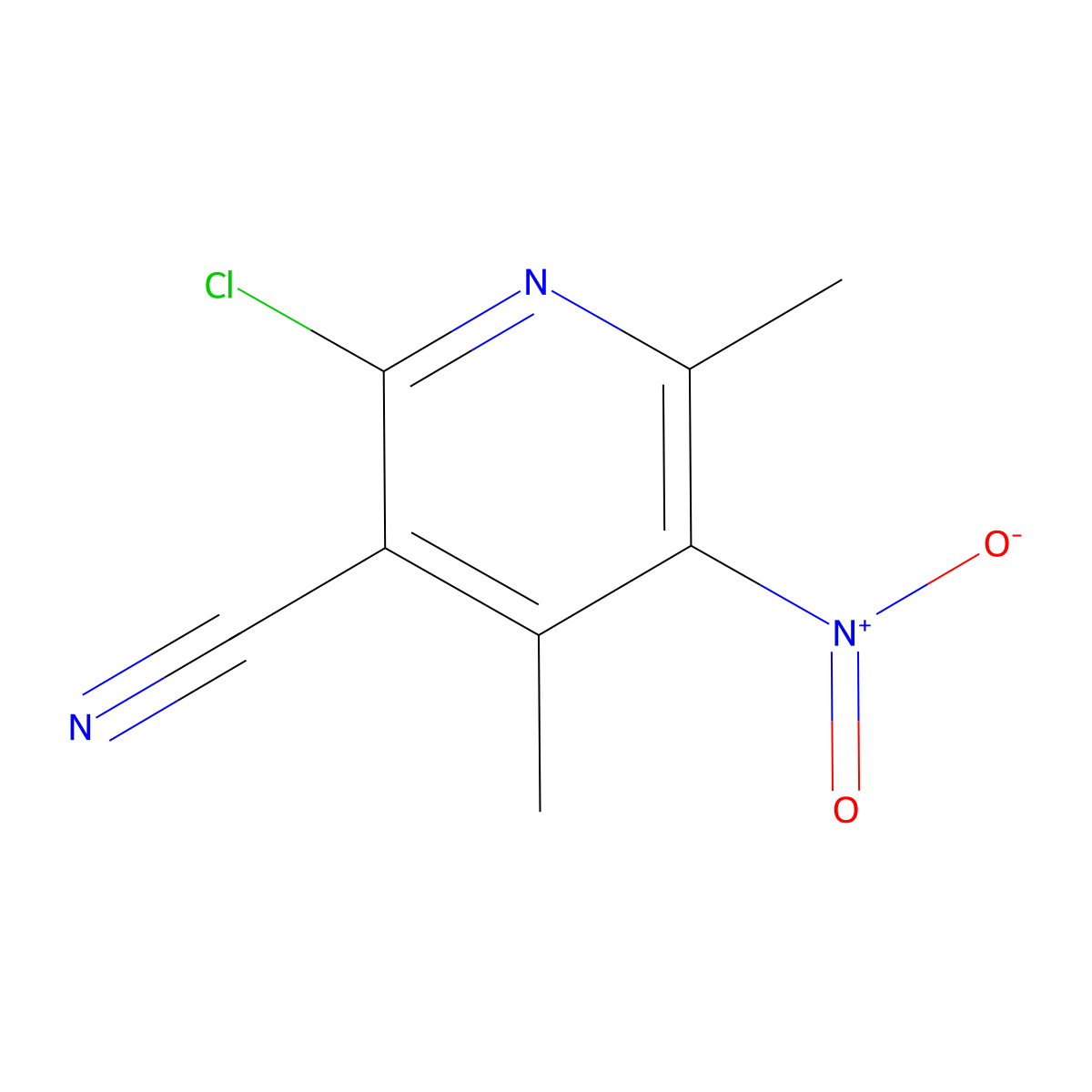 2-Chloro-4,6-dimethyl-5-nitronicotinonitrile molecular structure, CAS 6220-77-5