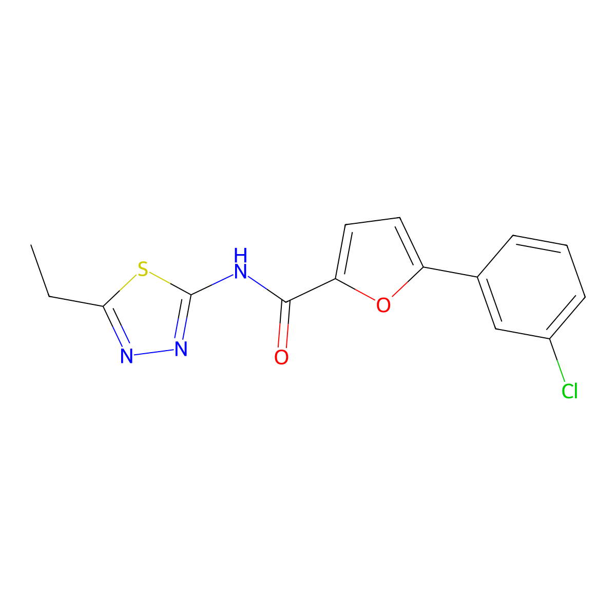 5-(3-Chlorophenyl)-n-(5-ethyl-1,3,4-thiadiazol-2-yl)furan-2-carboxamide molecular structure, CAS 6220-87-7