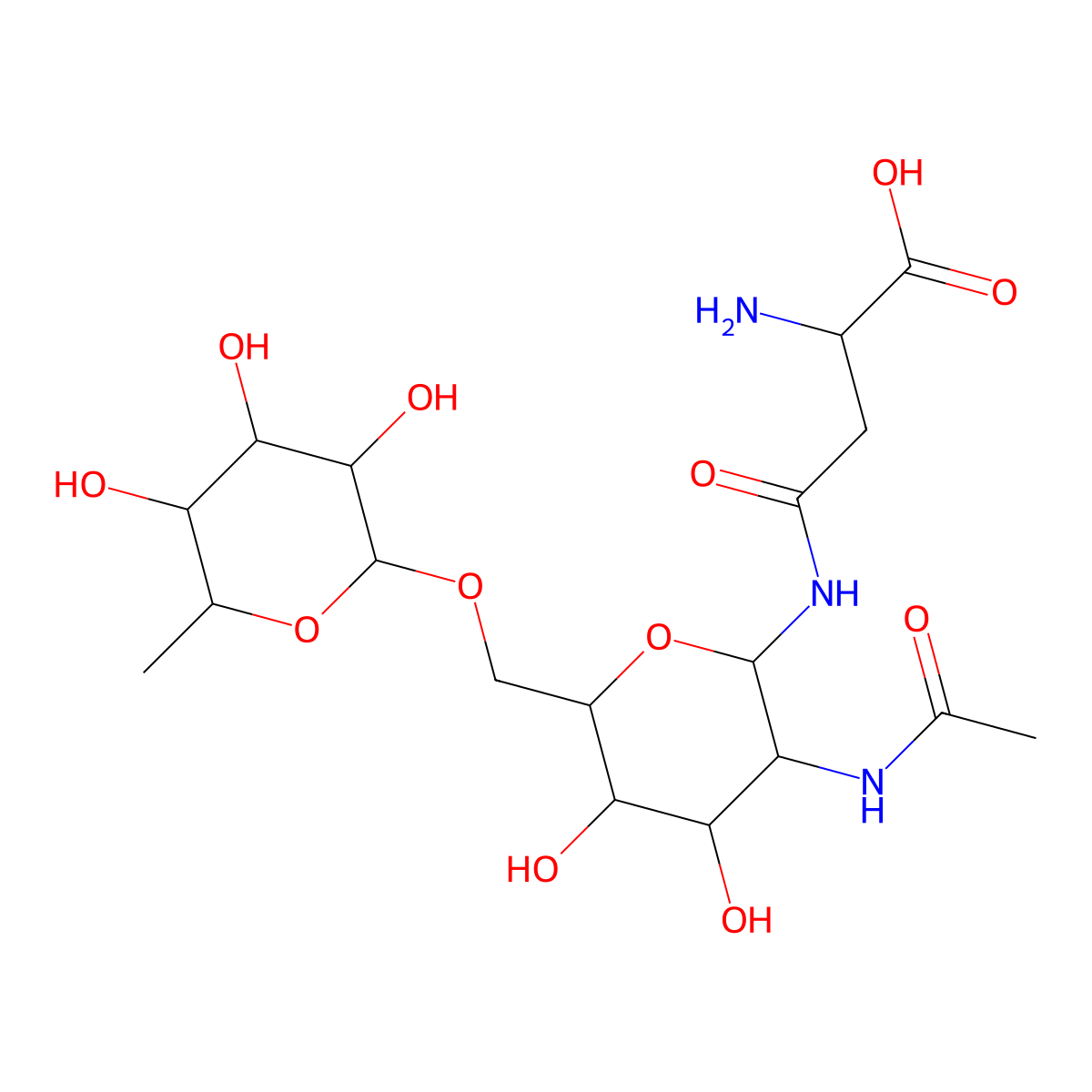 Fucosyl-N-acetylglucosaminylasparagine molecular structure, CAS 62203-19-4