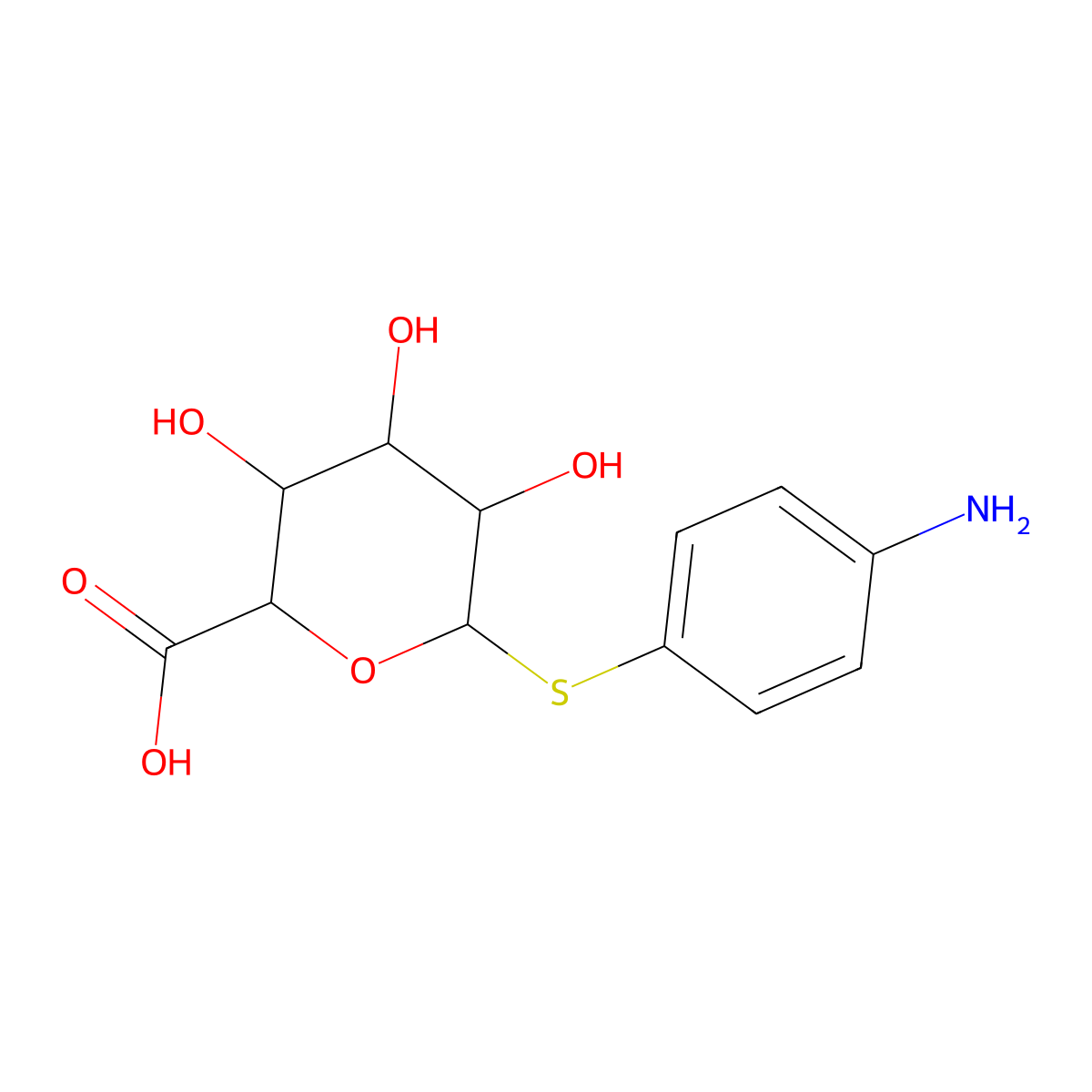 4-Aminophenyl 1-thio-beta-glucopyranosiduronic acid molecular structure, CAS 62205-44-1