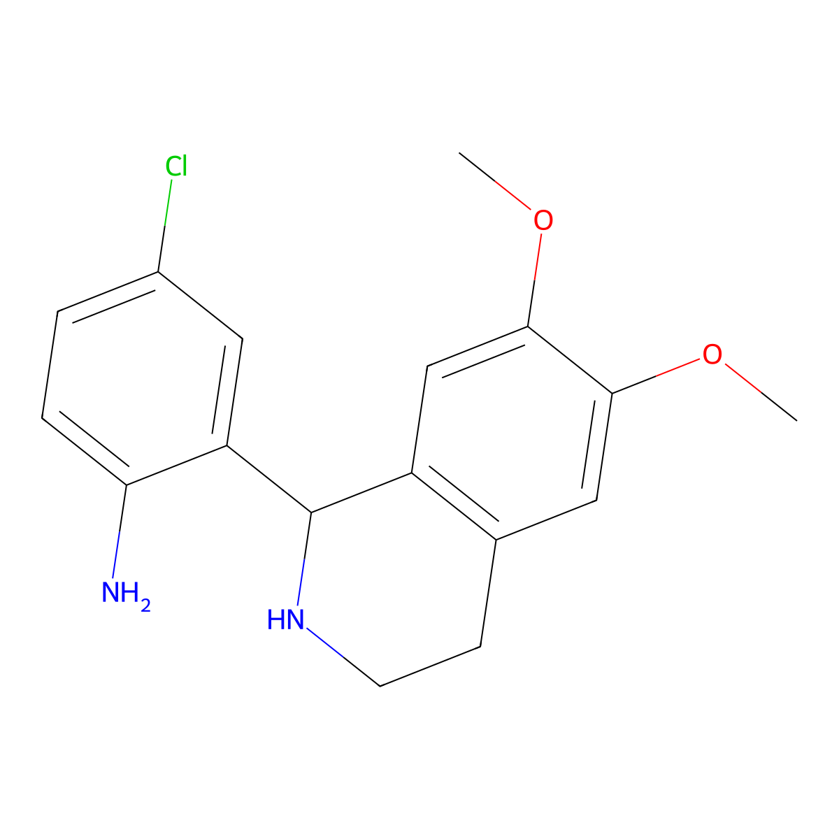 4-Chloro-2-(6,7-dimethoxy-1,2,3,4-tetrahydroisoquinolin-1-yl)aniline molecular structure, CAS 62206-16-0