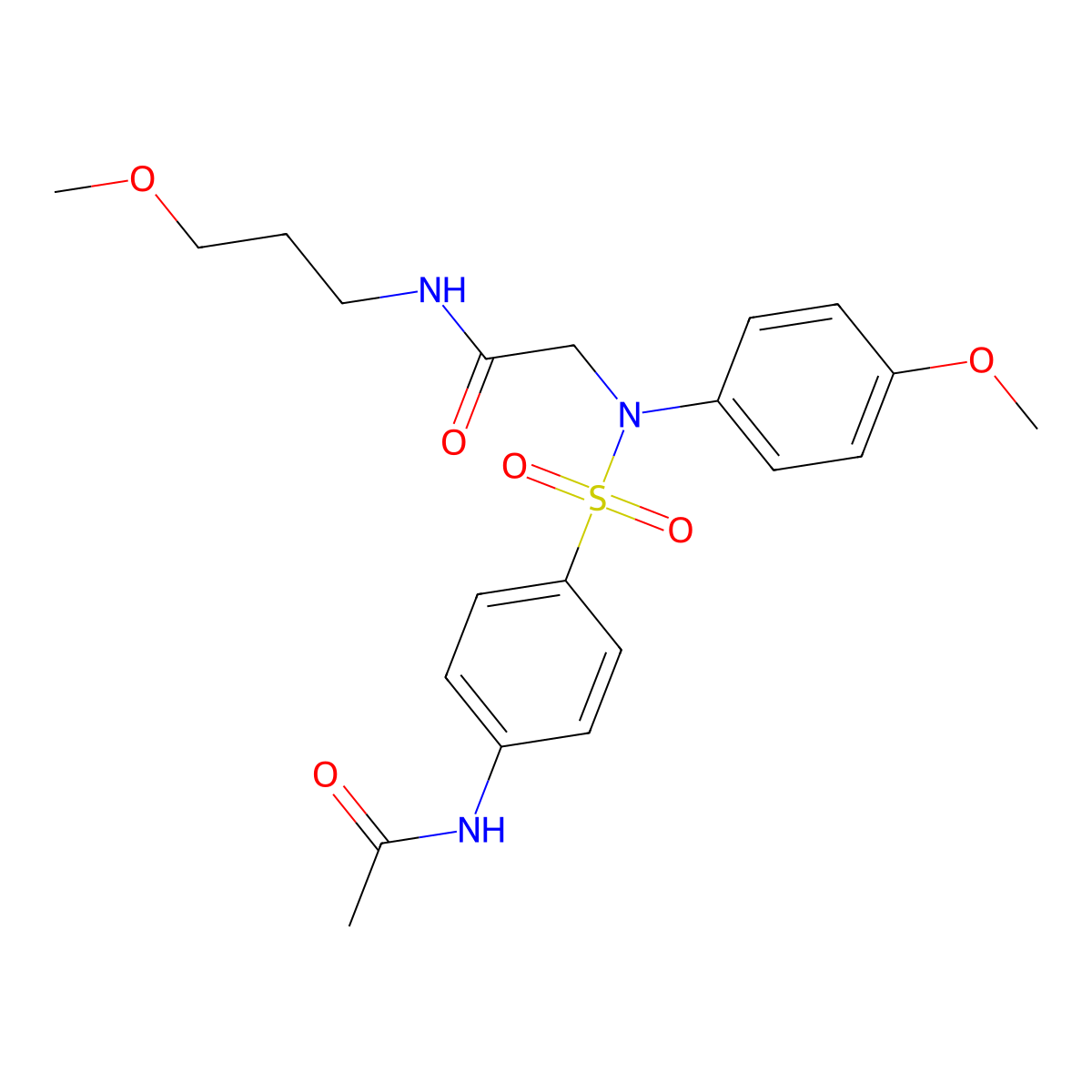 2-(N-(4-acetamidophenyl)sulfonyl-4-methoxyanilino)-N-(3-methoxypropyl)acetamide molecular structure, CAS 6221-21-2