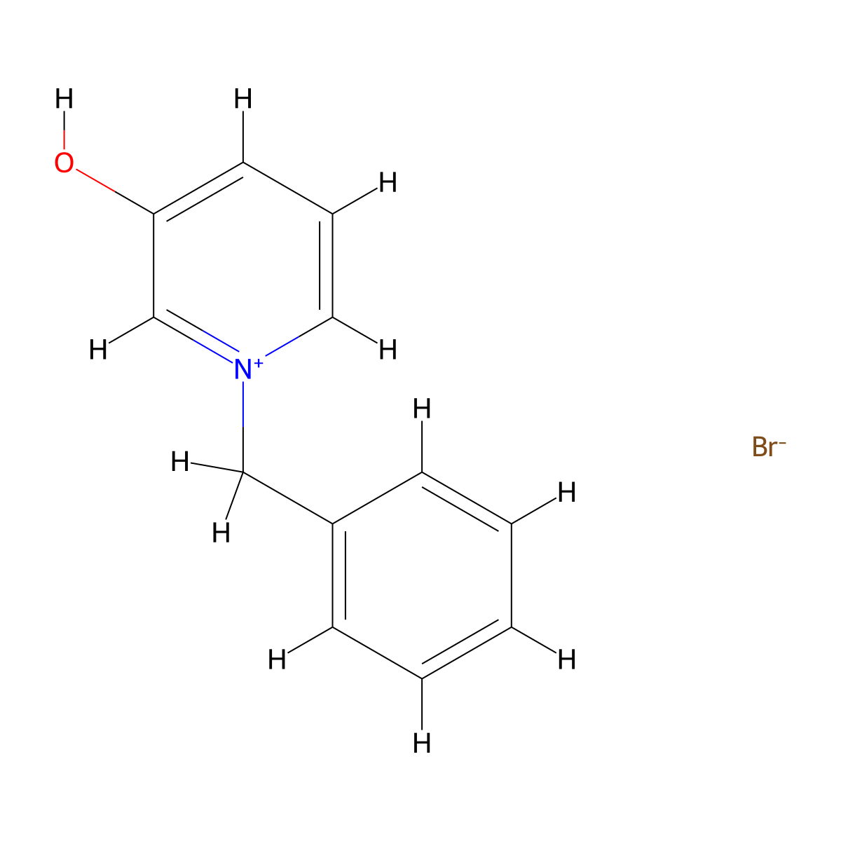 Pyridinium, 3-hydroxy-1-(phenylmethyl)-, bromide (1:1) molecular structure, CAS 62214-78-2