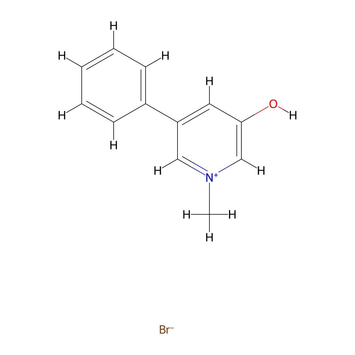 3-Hydroxy-1-methyl-5-phenylpyridin-1-ium bromide molecular structure, CAS 62215-00-3