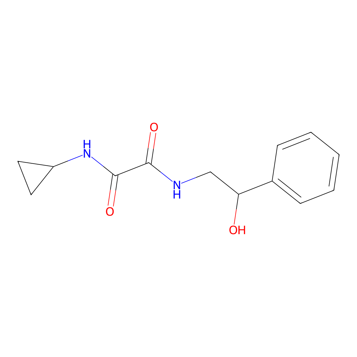 N'-cyclopropyl-N-(2-hydroxy-2-phenylethyl)oxamide molecular structure, CAS 6222-06-6