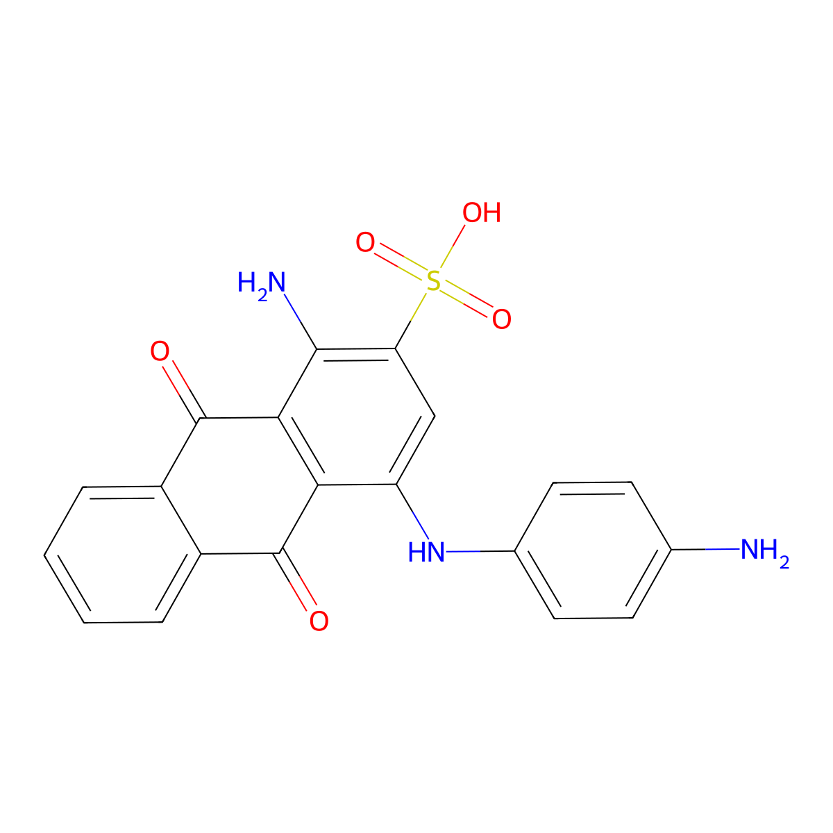 2-Anthracenesulfonic acid, 1-amino-4-((4-aminophenyl)amino)-9,10-dihydro-9,10-dioxo- molecular structure, CAS 6222-65-7