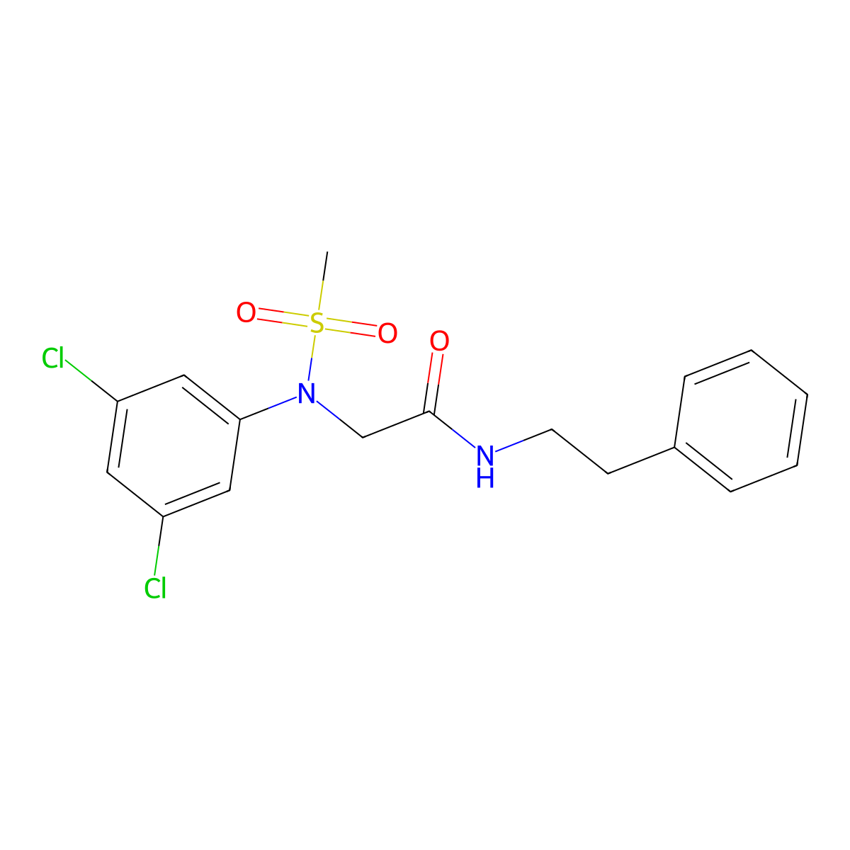N~2~-(3,5-dichlorophenyl)-N~2~-(methylsulfonyl)-N~1~-(2-phenylethyl)glycinamide molecular structure, CAS 6223-18-3