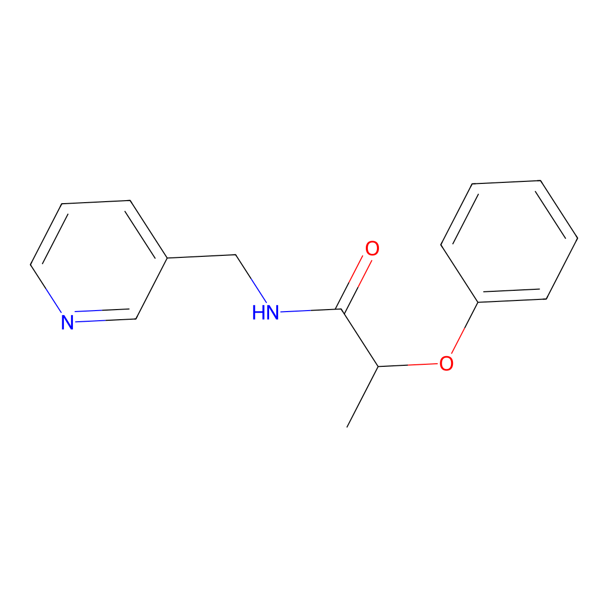 2-phenoxy-N-(pyridin-3-ylmethyl)propanamide molecular structure, CAS 6223-52-5