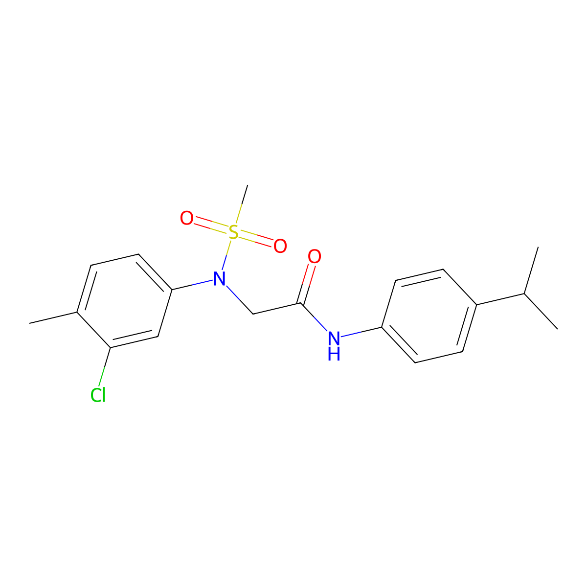 2-(3-chloro-4-methyl-N-methylsulfonylanilino)-N-(4-propan-2-ylphenyl)acetamide molecular structure, CAS 6223-84-3