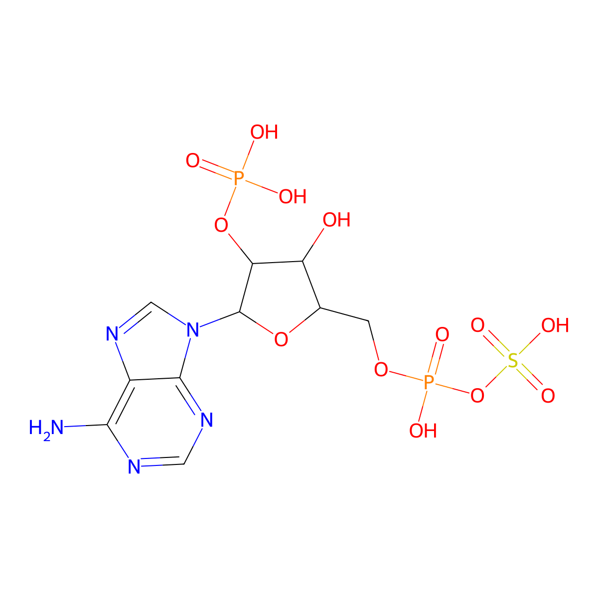 2'-Phospho-5'-adenylyl sulfate molecular structure, CAS 62230-89-1
