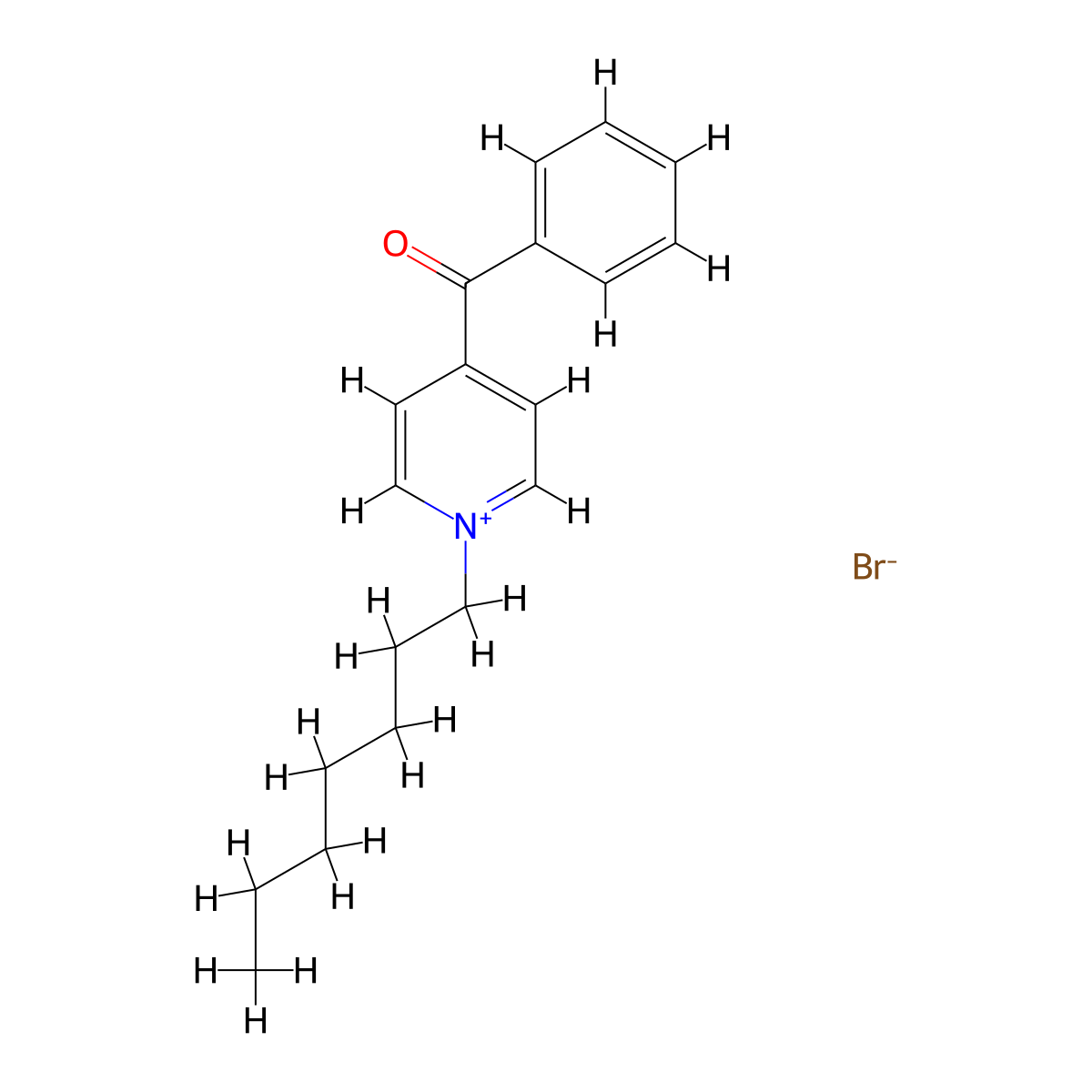 1-Heptyl-4-(phenylcarbonyl)pyridinium bromide molecular structure, CAS 62230-98-2