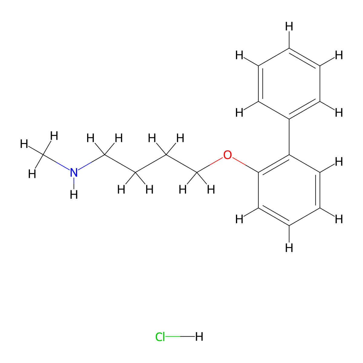 1-Butanamine, 4-((1,1'-biphenyl)-2-yloxy)-N-methyl-, hydrochloride molecular structure, CAS 62232-79-5